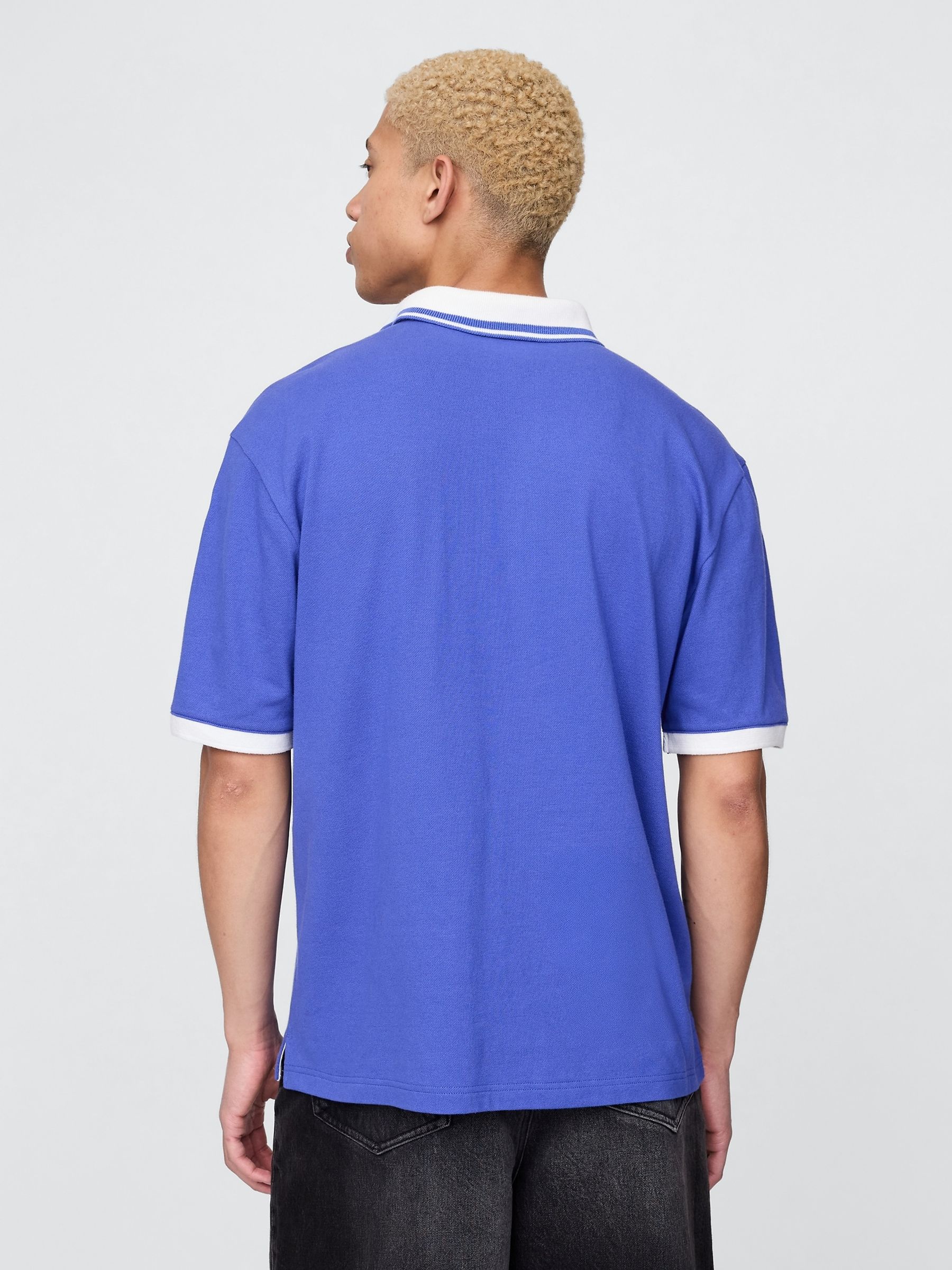 Blue Athletic Logo Pique Short Sleeve Polo Shirt - Image 2 of 5