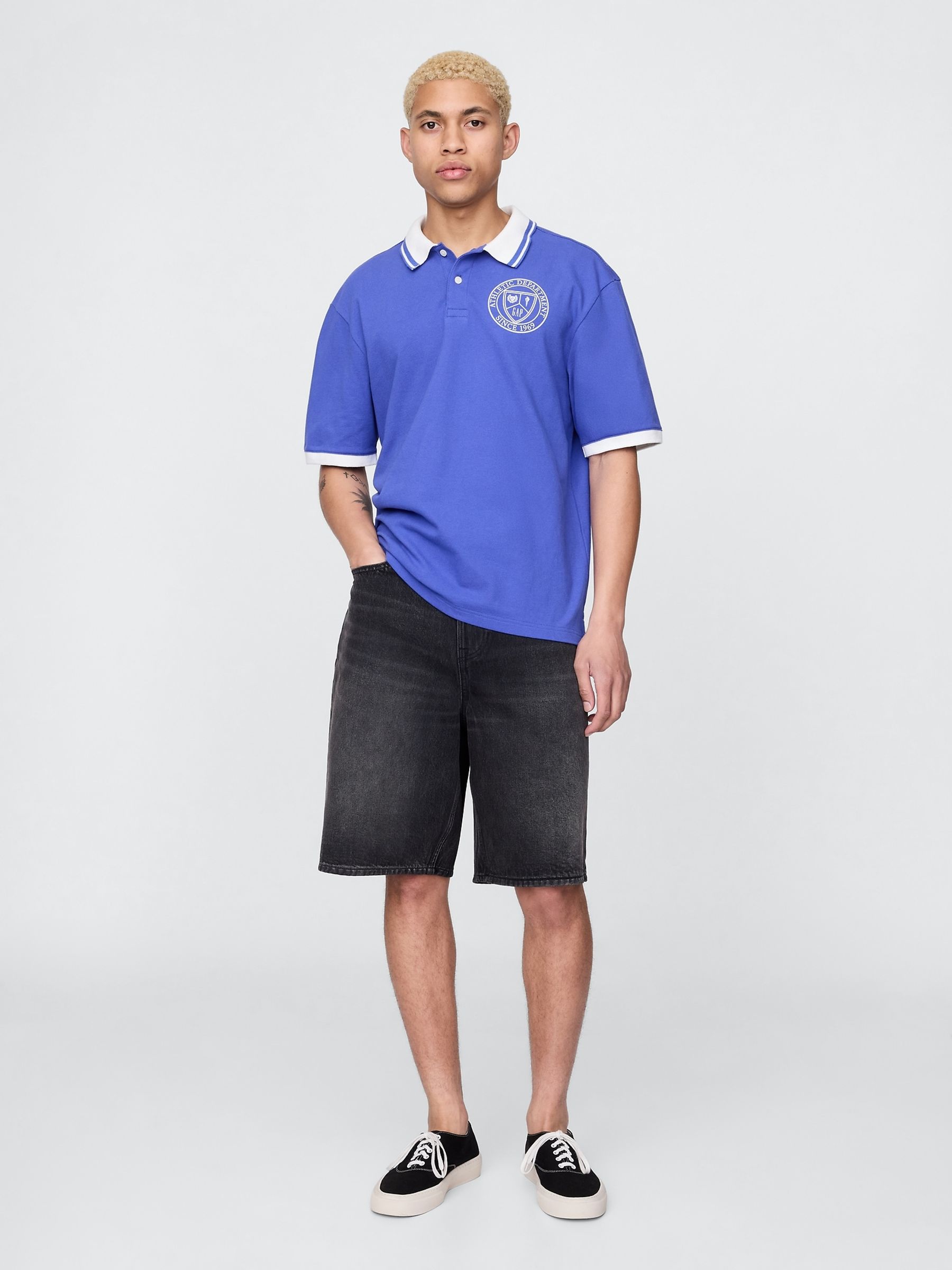 Blue Athletic Logo Pique Short Sleeve Polo Shirt - Image 3 of 5