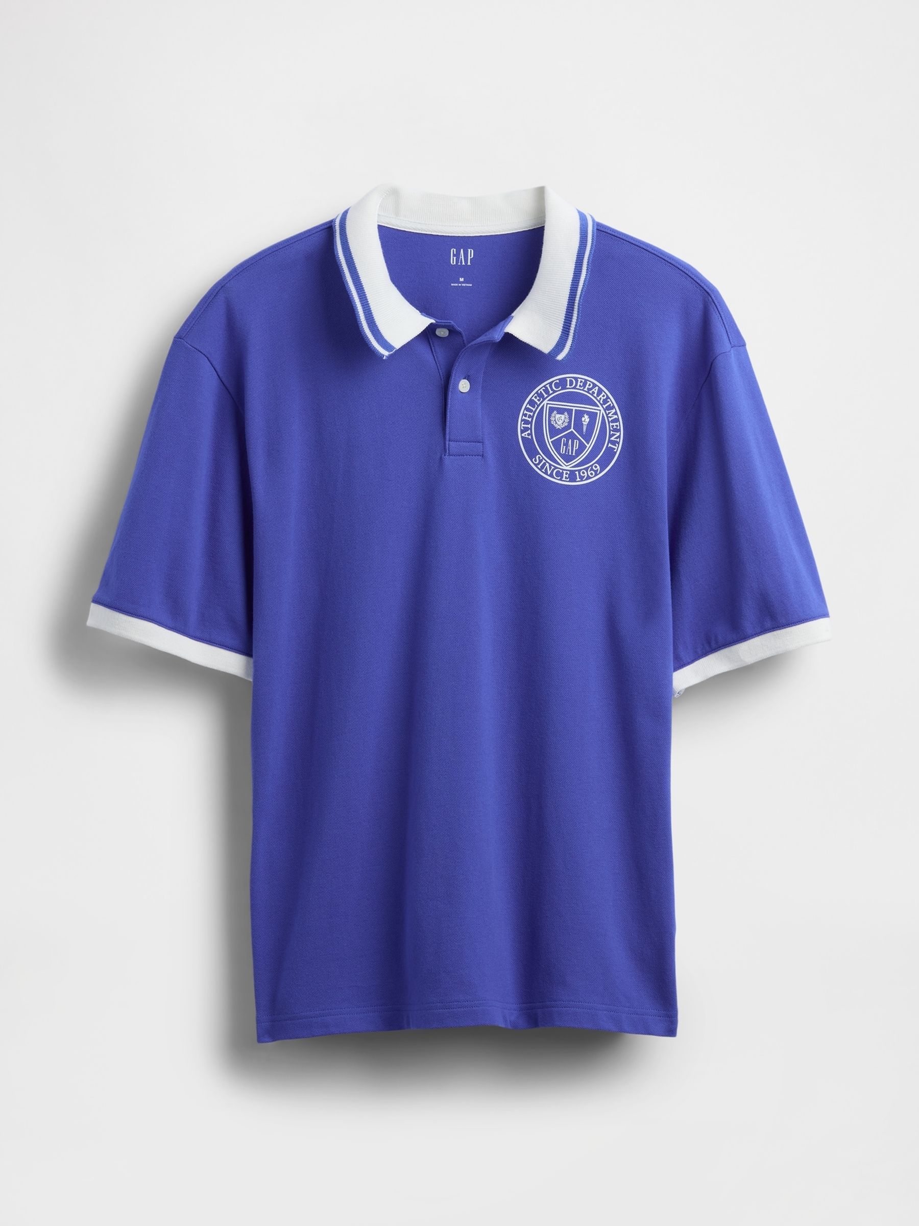 Blue Athletic Logo Pique Short Sleeve Polo Shirt - Image 5 of 5