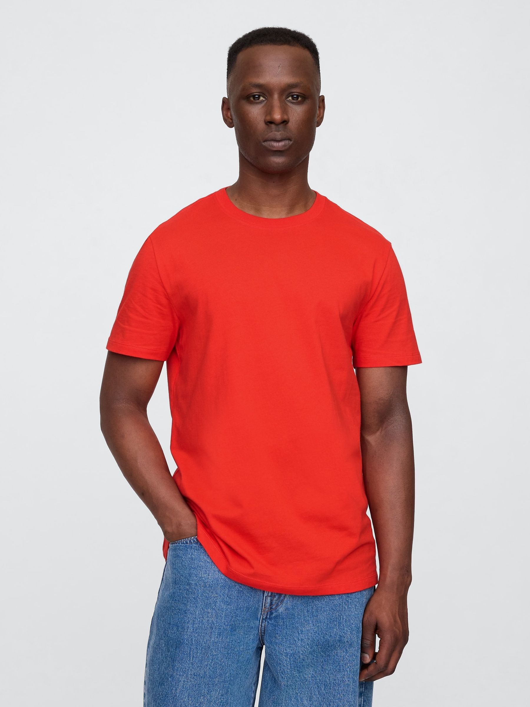 Red Short Sleeve Everyday 100% Cotton Crew Neck T-Shirt - Image 1 of 5