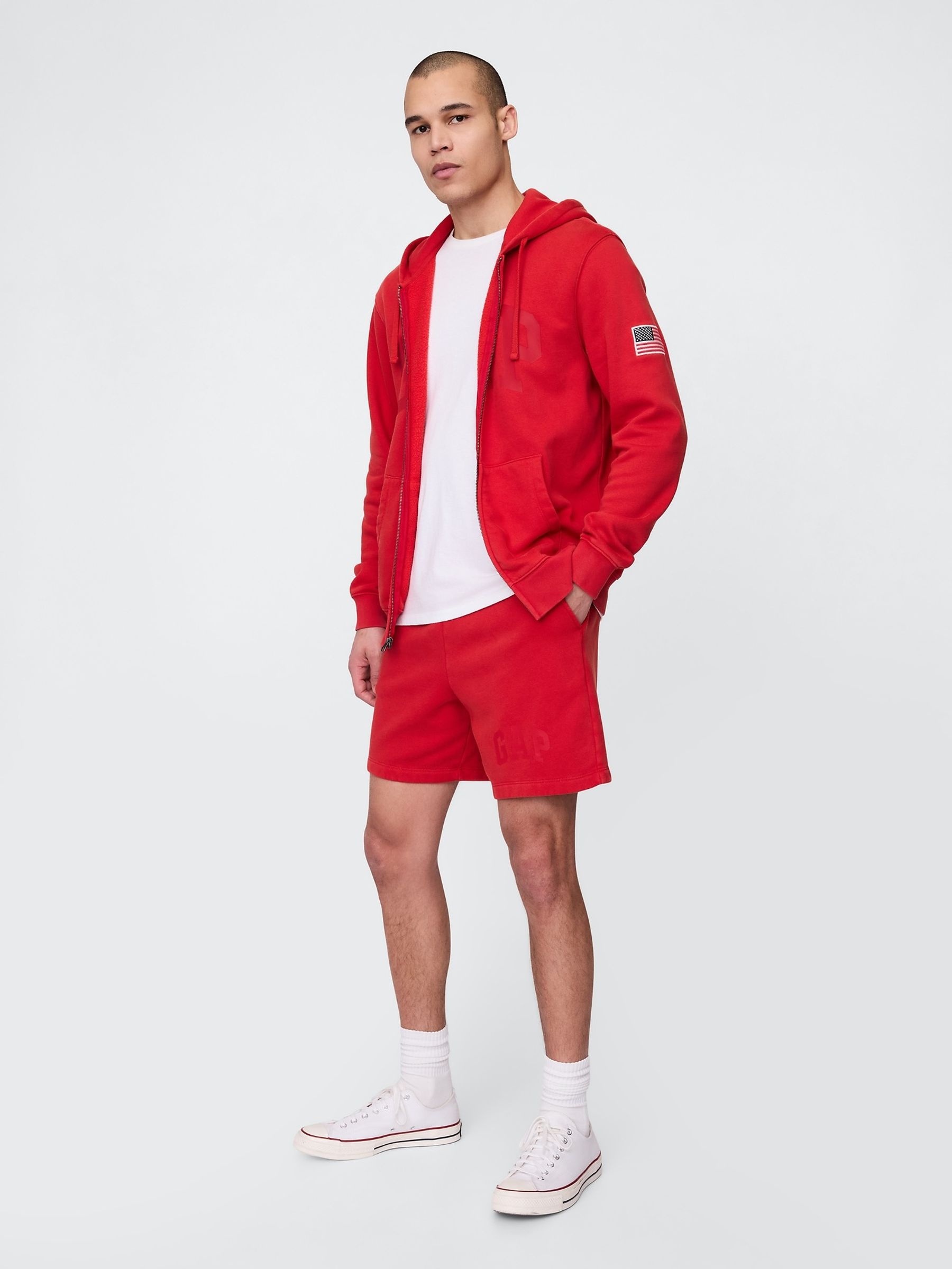 Red VintageSoft Logo Sweat Shorts - Image 4 of 5