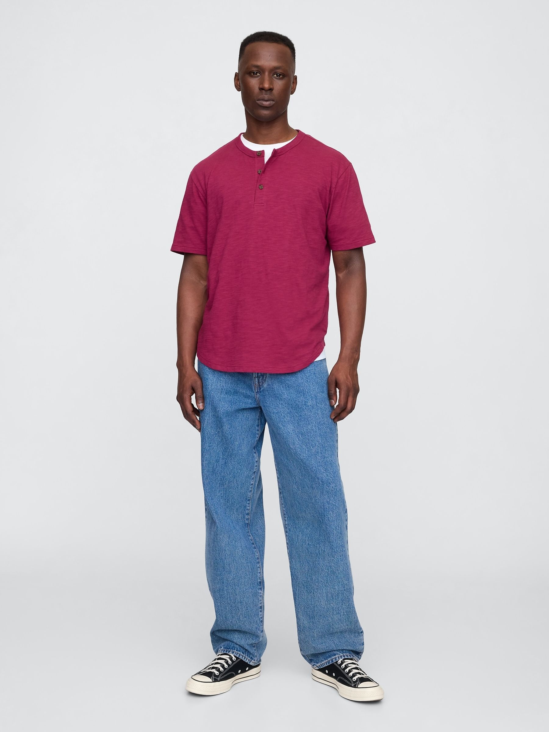 Pink Short Sleeve Henley T-Shirt - Image 3 of 5