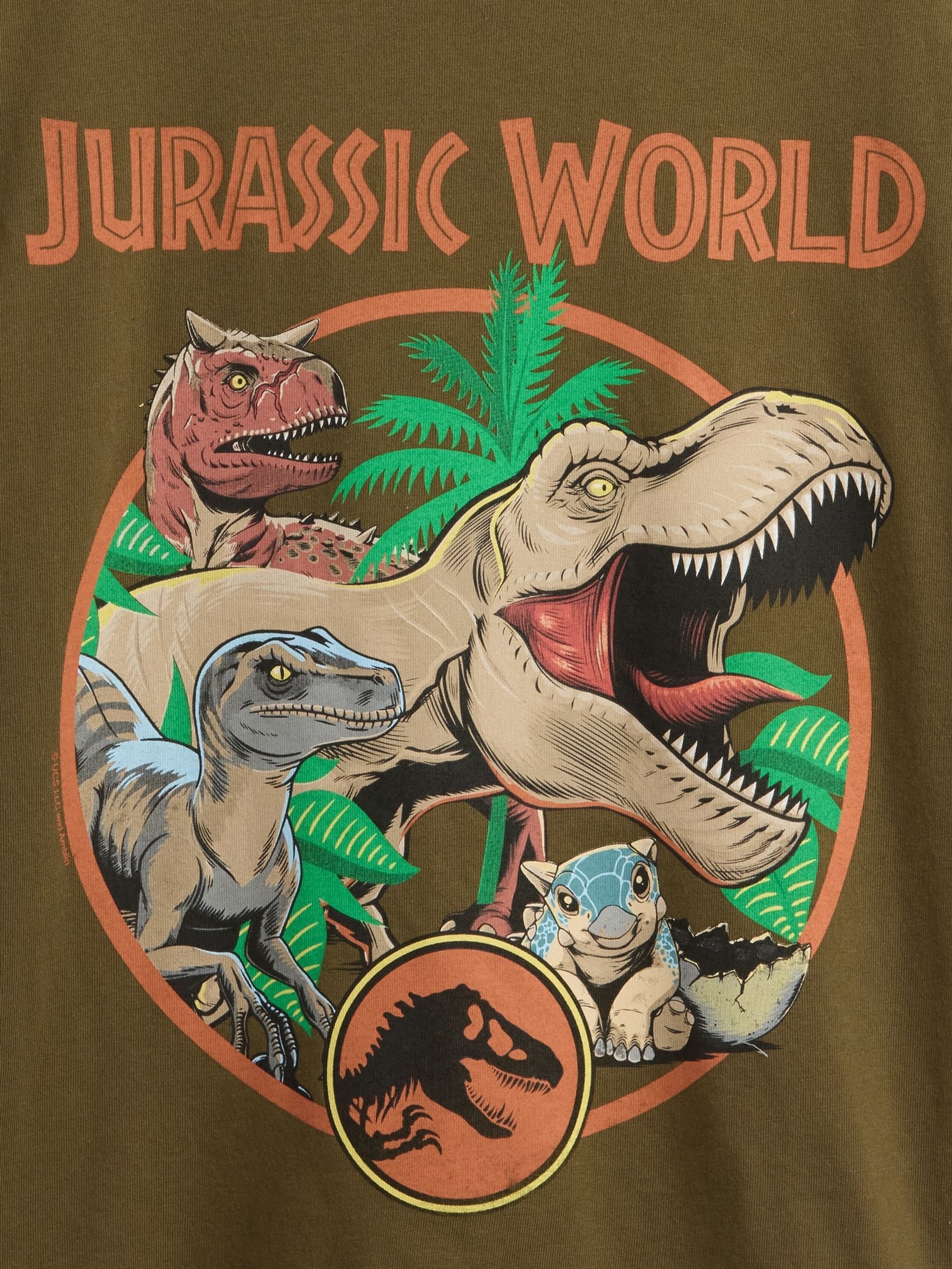 Khaki Green Heavyweight Jurassic Park Graphic Short Sleeve T-Shirt (4-13yrs) - Image 2 of 2
