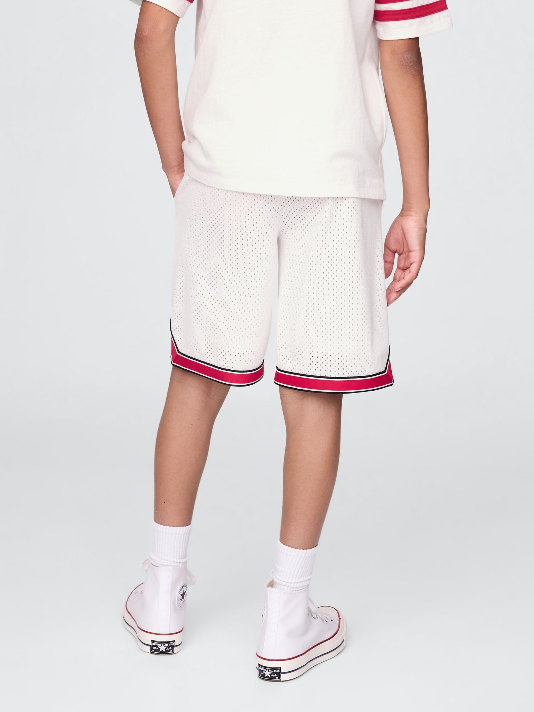 White 8.5" Mesh Pull On Shorts (4-13yrs) - Image 2 of 5