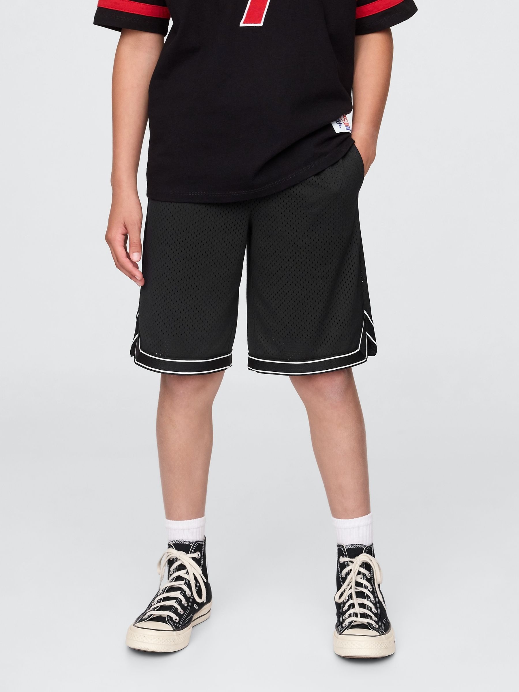 Black 8.5" Mesh Pull On Shorts (4-13yrs) - Image 1 of 5