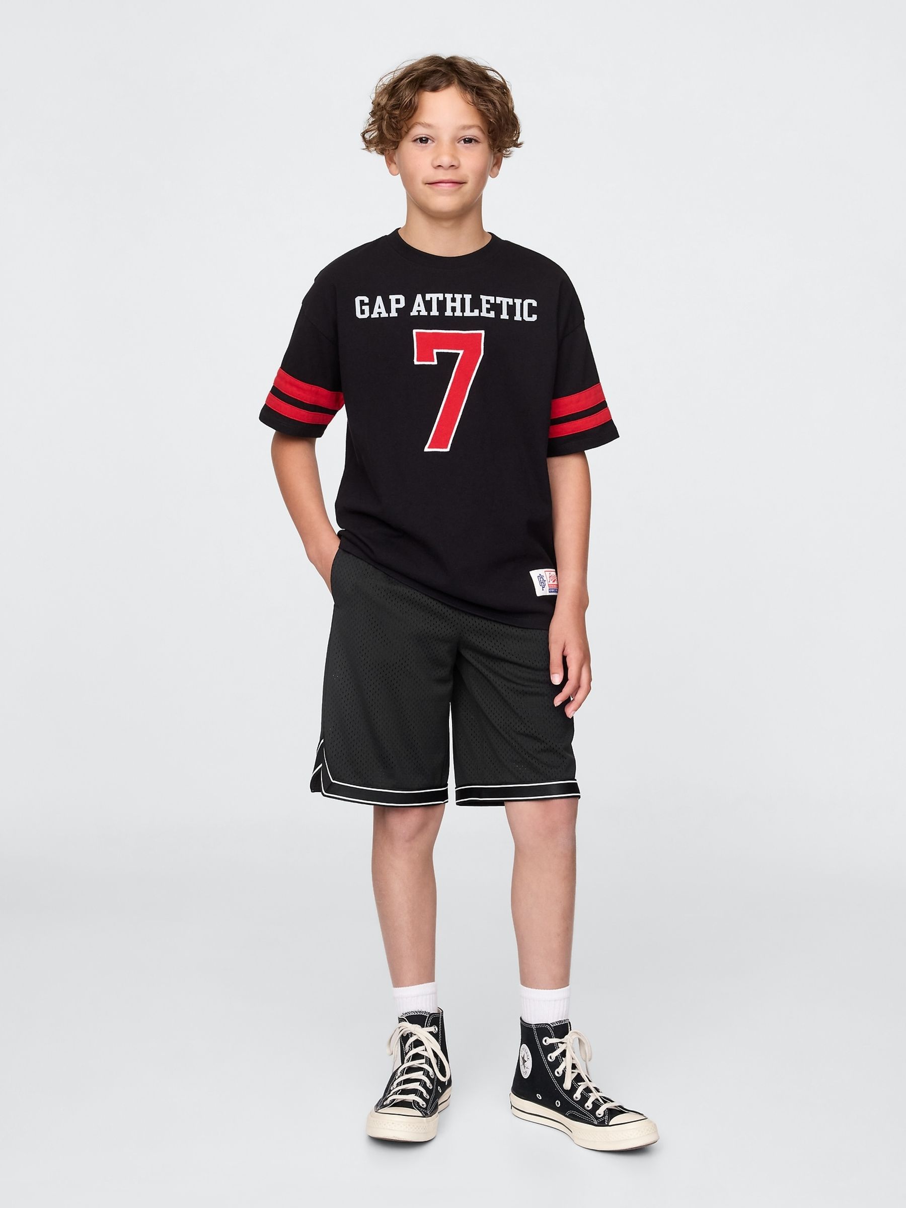 Black 8.5" Mesh Pull On Shorts (4-13yrs) - Image 3 of 5