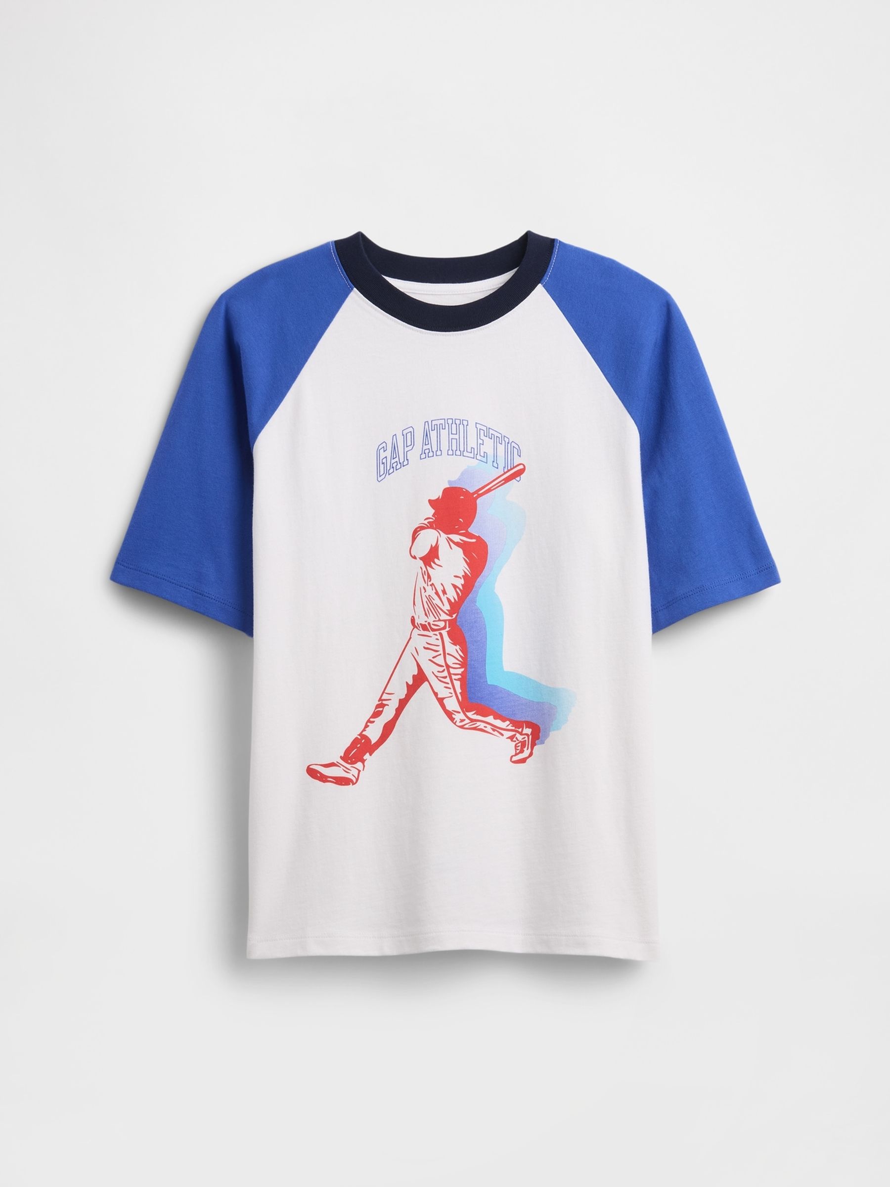 White/Blue Varsity Crew Neck Short Sleeve T-Shirt (4-13yrs) - Image 1 of 2