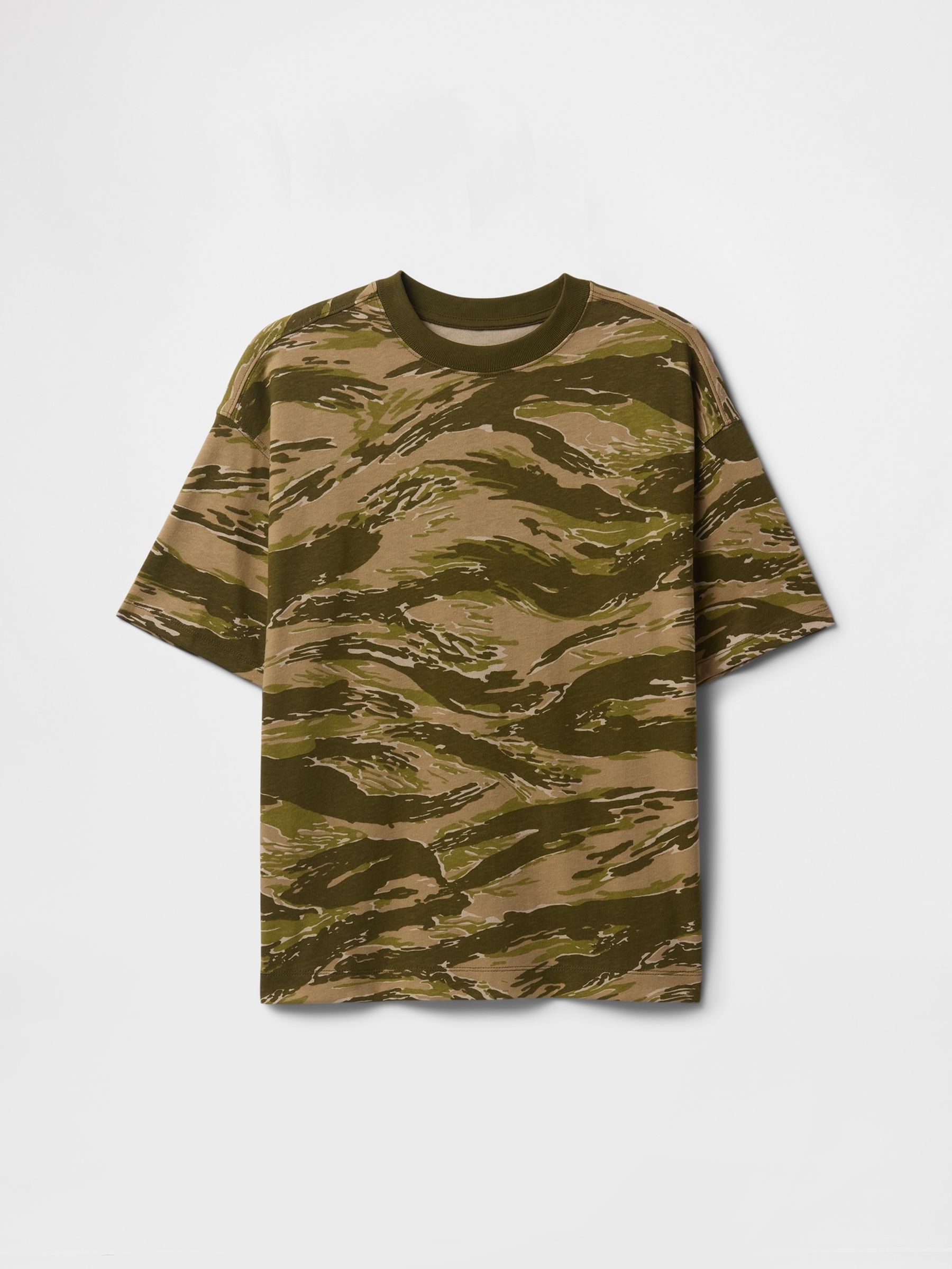 Green Camo Heavyweight Short Sleeve T-Shirt (4-13yrs) - Image 1 of 2