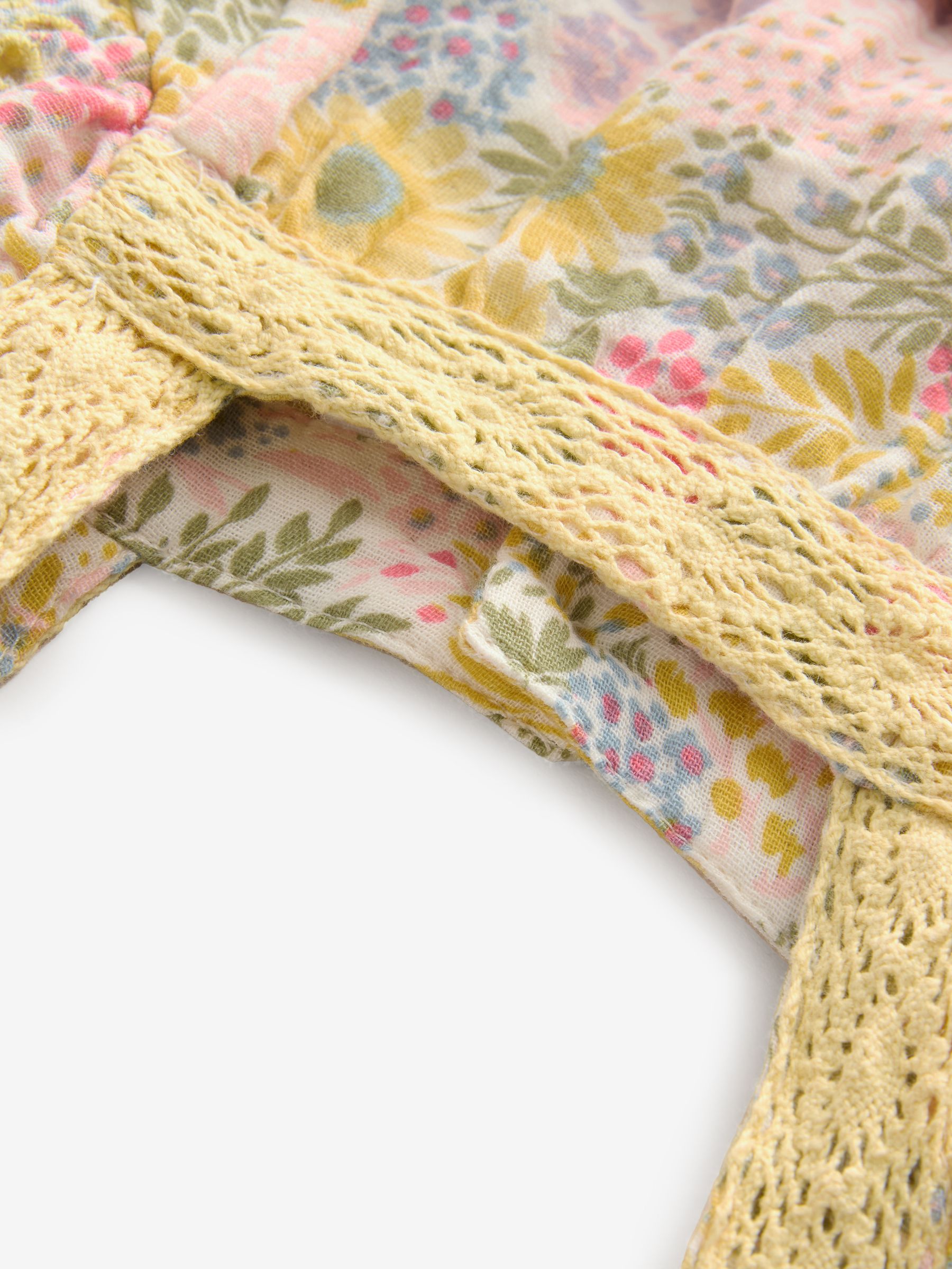 Yellow Floral Ruffle Square Neck Outfit Set (Newborn-24mths) - Image 3 of 6