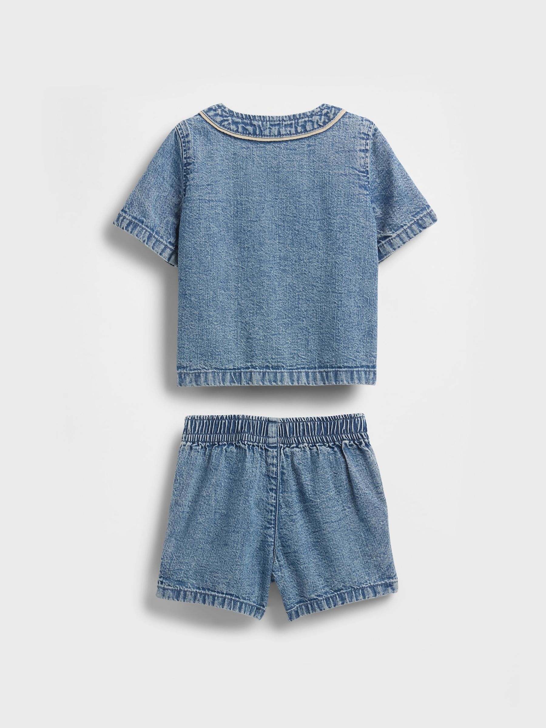 Blue Brannan Bear Baby Denim Jersey Shirt and Shorts Set (Newborn-24mths) - Image 2 of 2