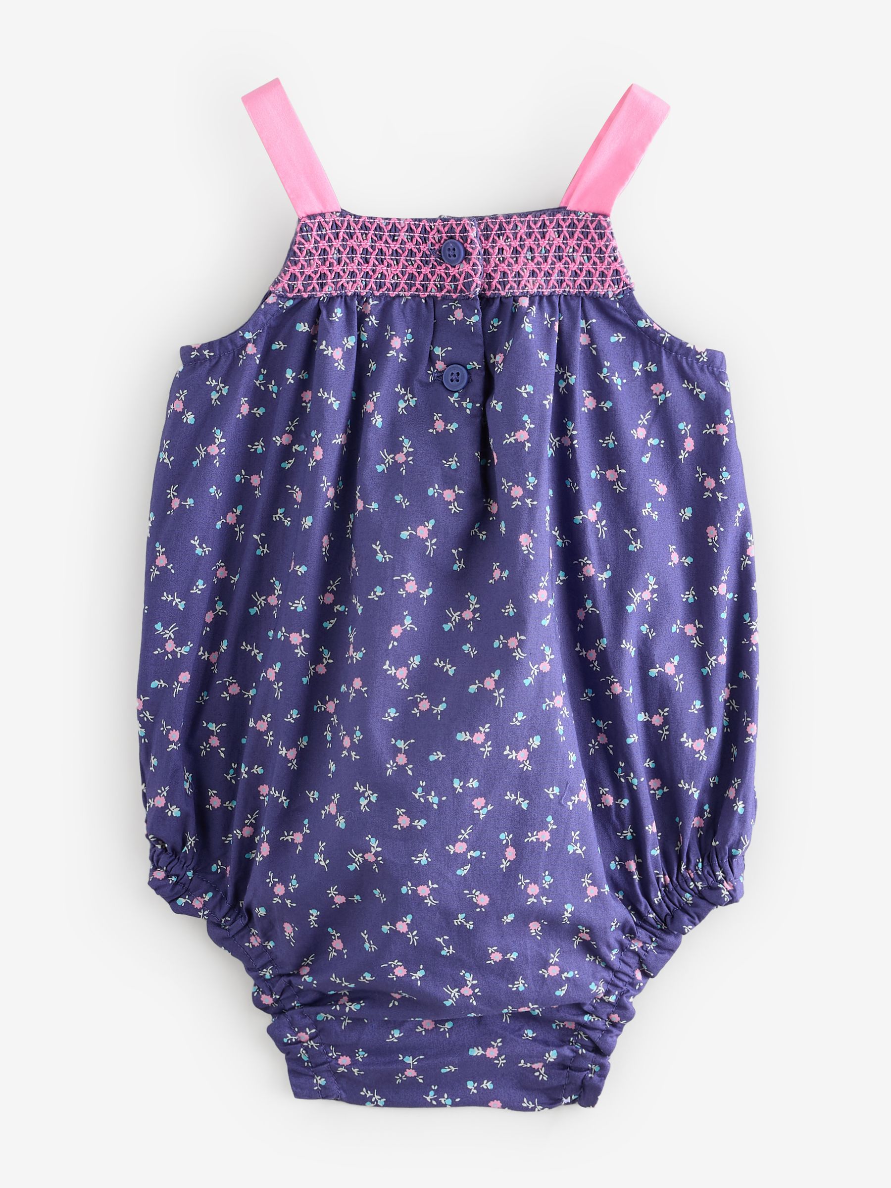 Navy/Blue Baby Square Neck Floral Bodysuit & Hat Set (Newborn-24mths) - Image 2 of 5