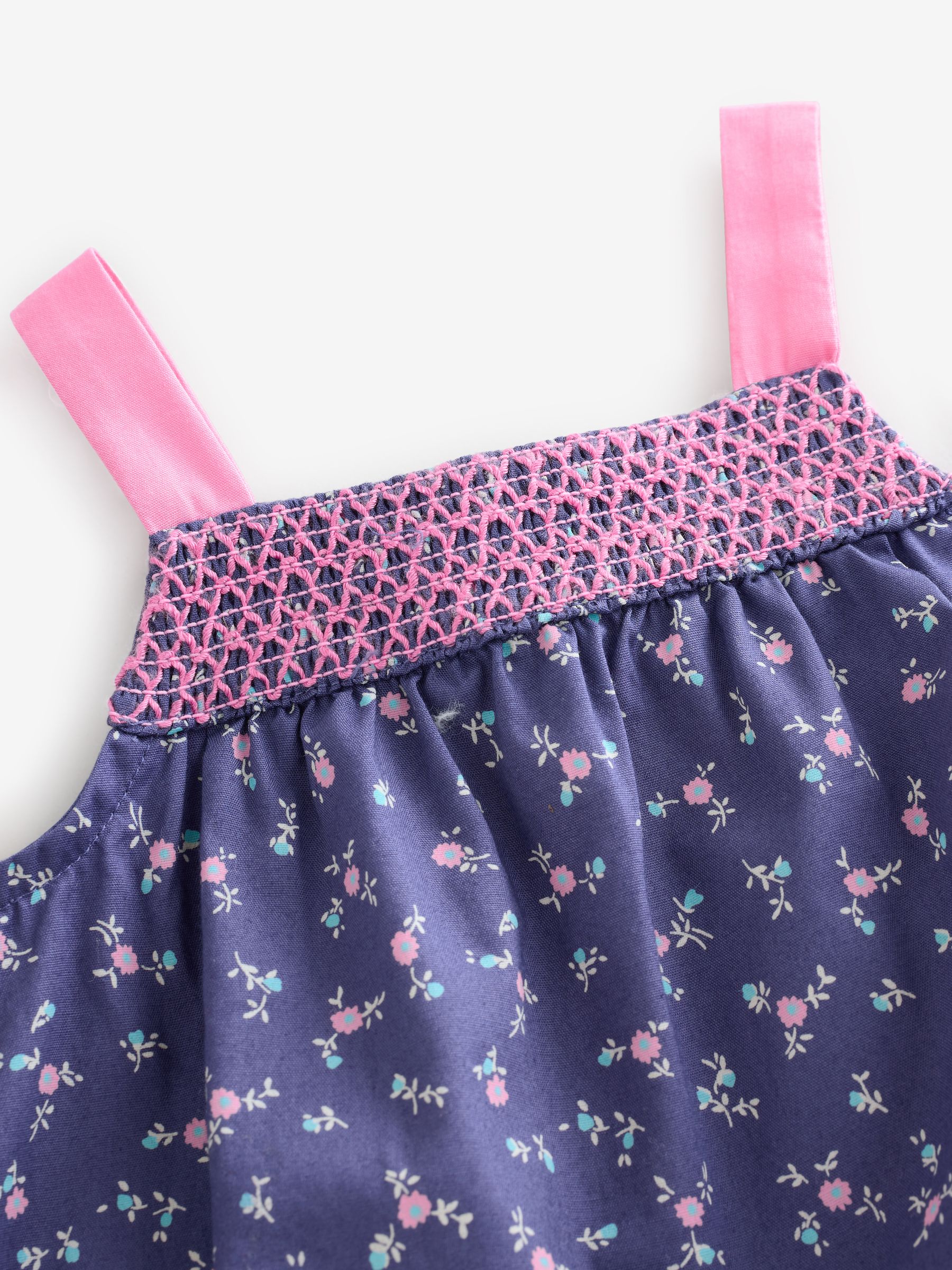 Navy/Blue Baby Square Neck Floral Bodysuit & Hat Set (Newborn-24mths) - Image 3 of 5