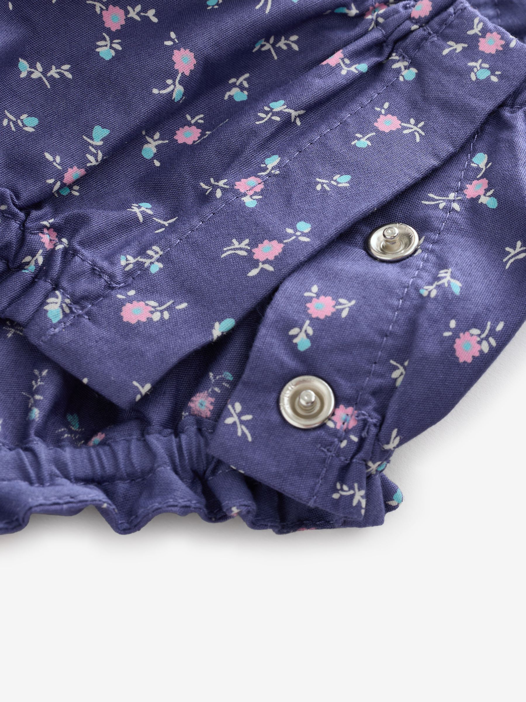 Navy/Blue Baby Square Neck Floral Bodysuit & Hat Set (Newborn-24mths) - Image 4 of 5