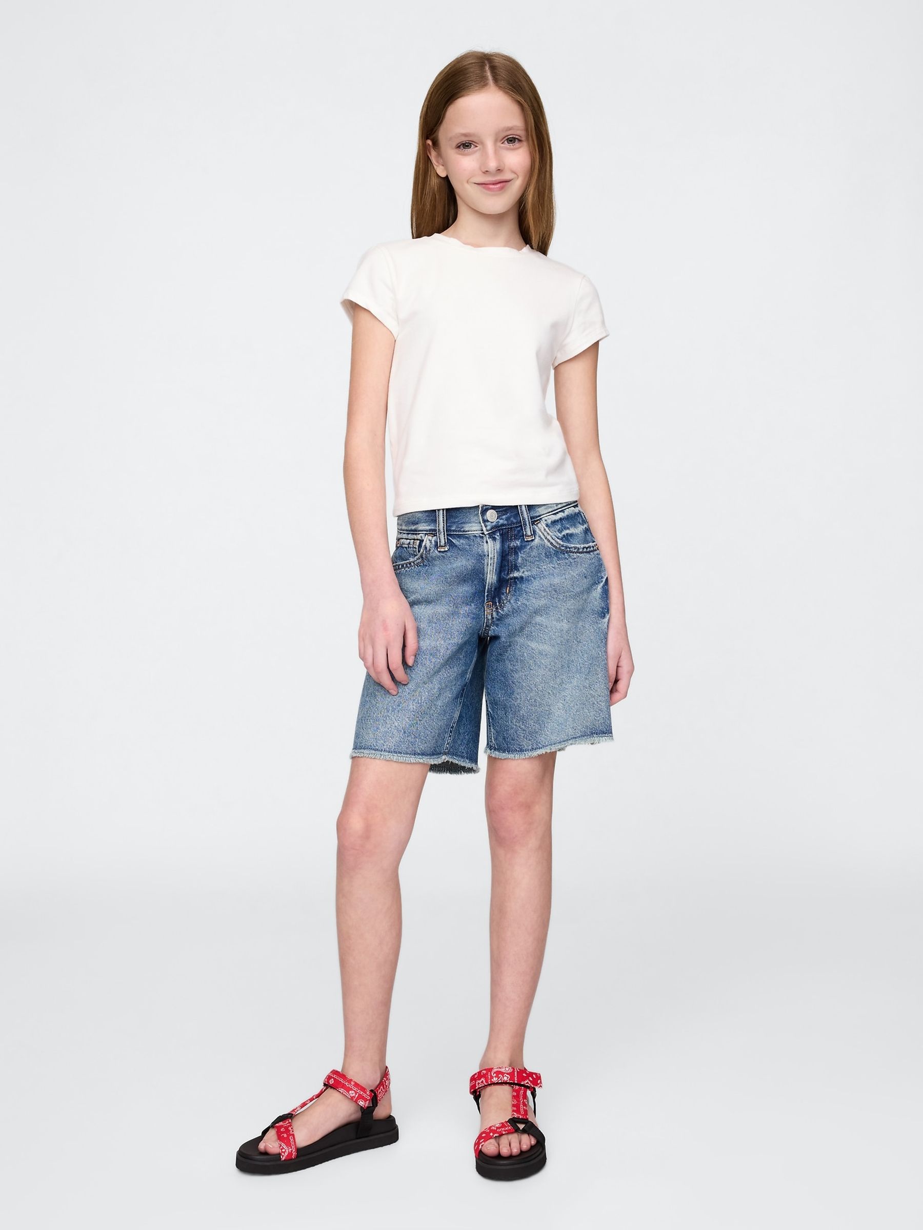 Mid Wash Blue Low Rise Stride Denim Bermuda Shorts (5-13yrs) - Image 3 of 5