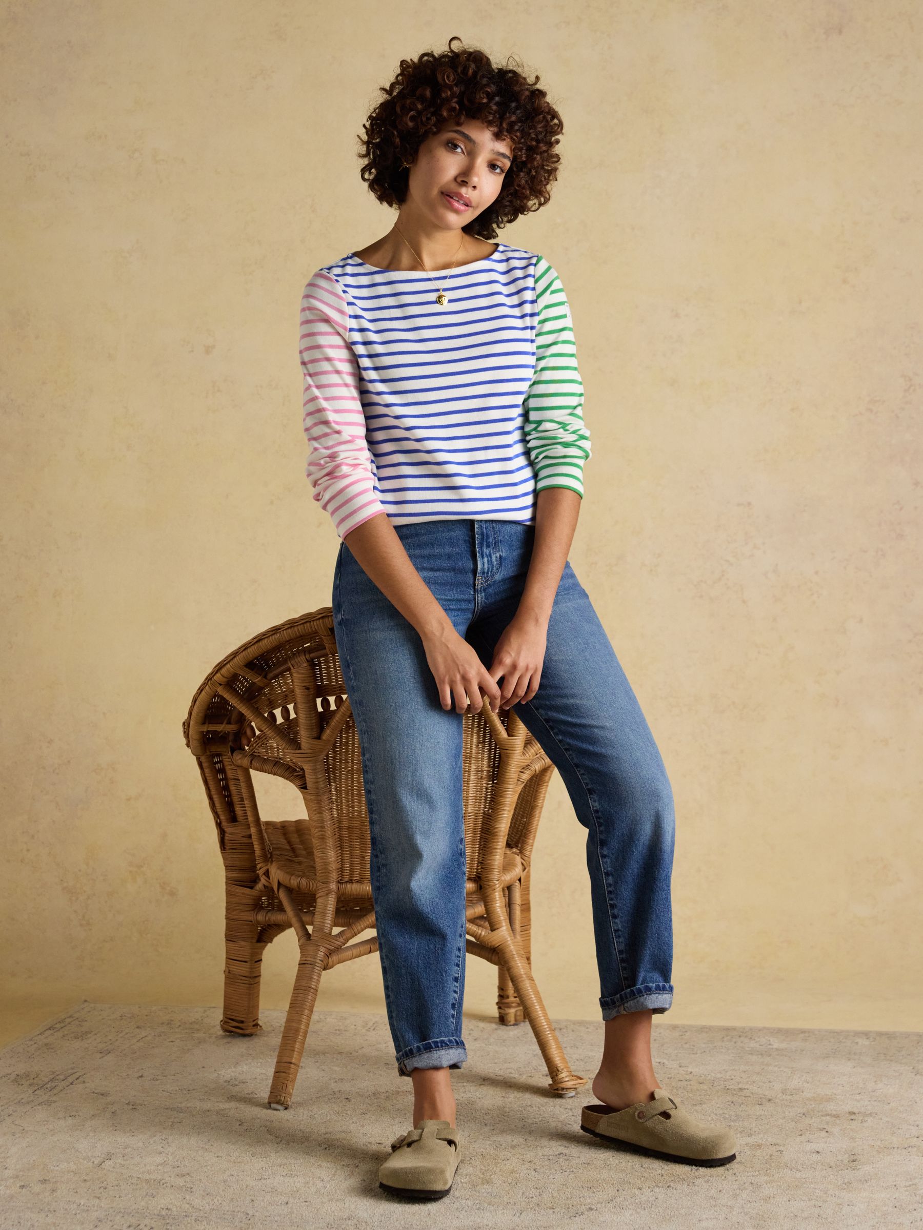 Harbour White Multi Striped Boat Neck Long Sleeve Breton Top - Image 3 of 8