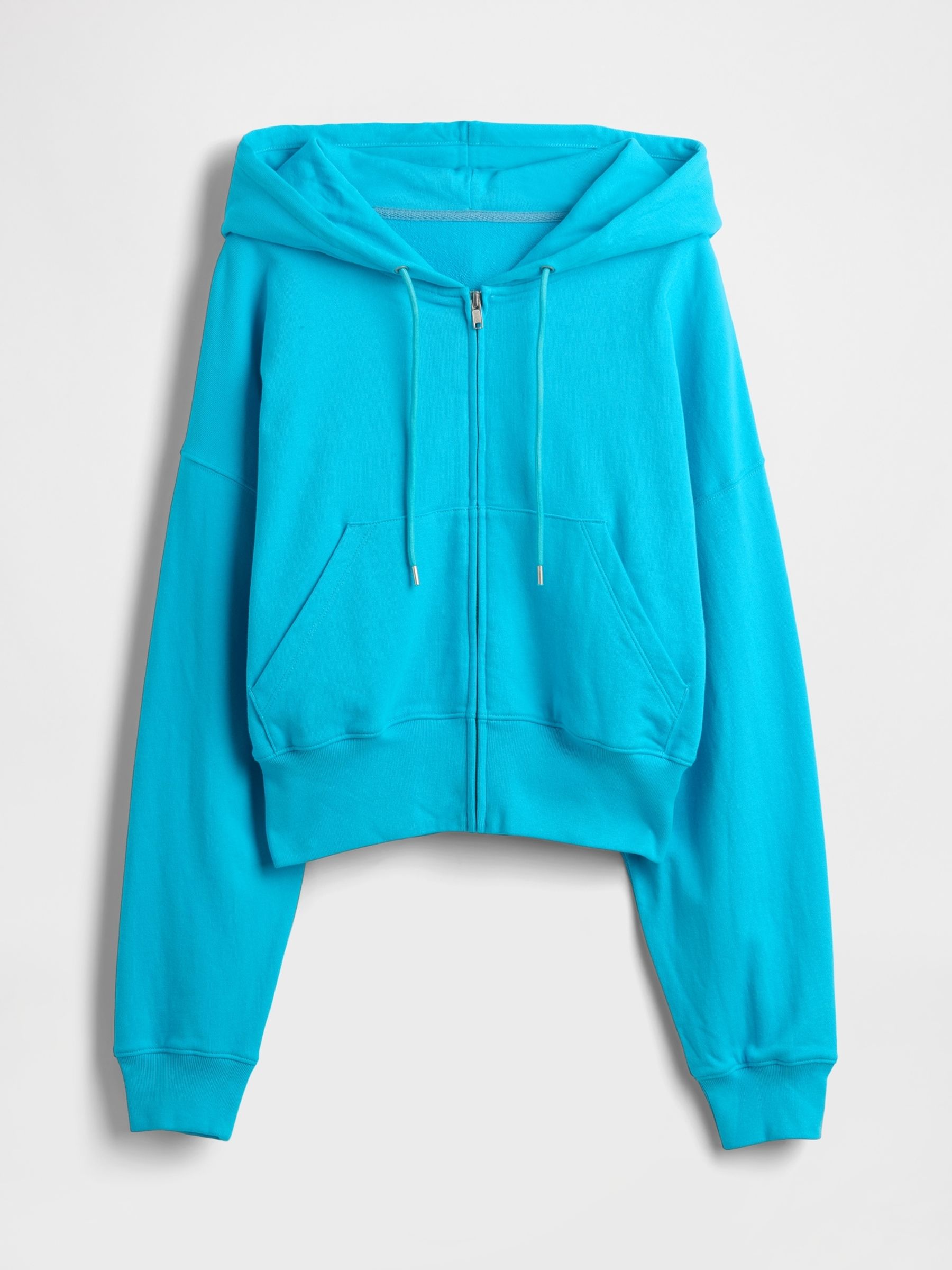 Blue Heavyweight French Terry Oversized Zip Wedge Hoodie - Image 4 of 5