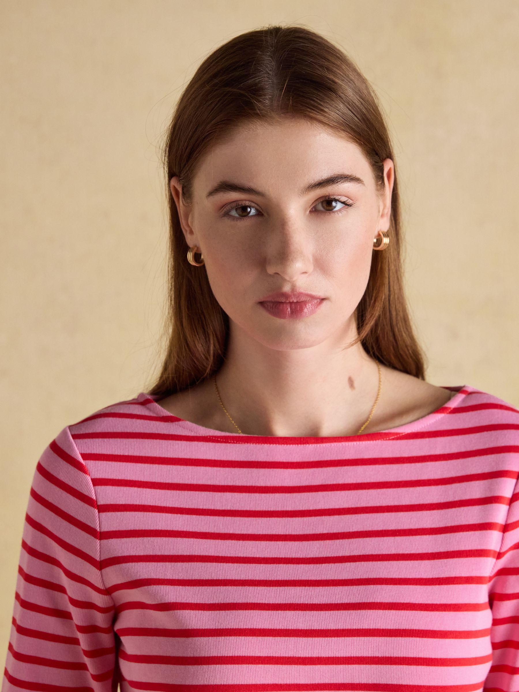 Harbour Pink/Red Boat Neck 100% Cotton Long Sleeve Breton Top - Image 5 of 8