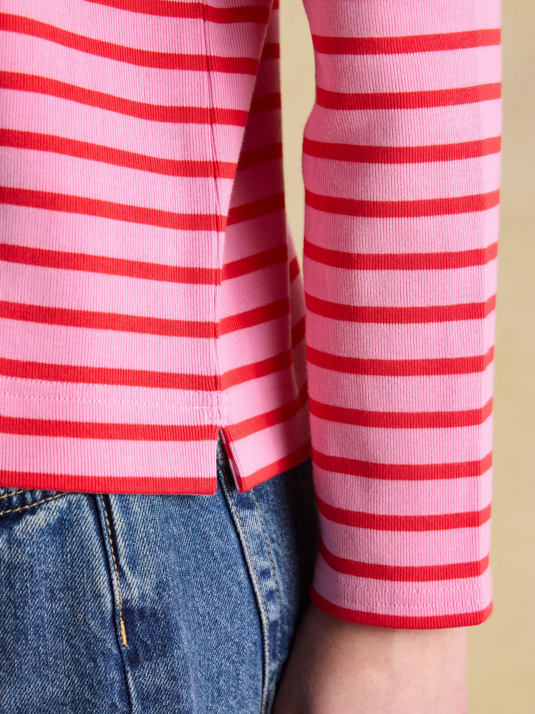 Harbour Pink/Red Boat Neck 100% Cotton Long Sleeve Breton Top - Image 7 of 8