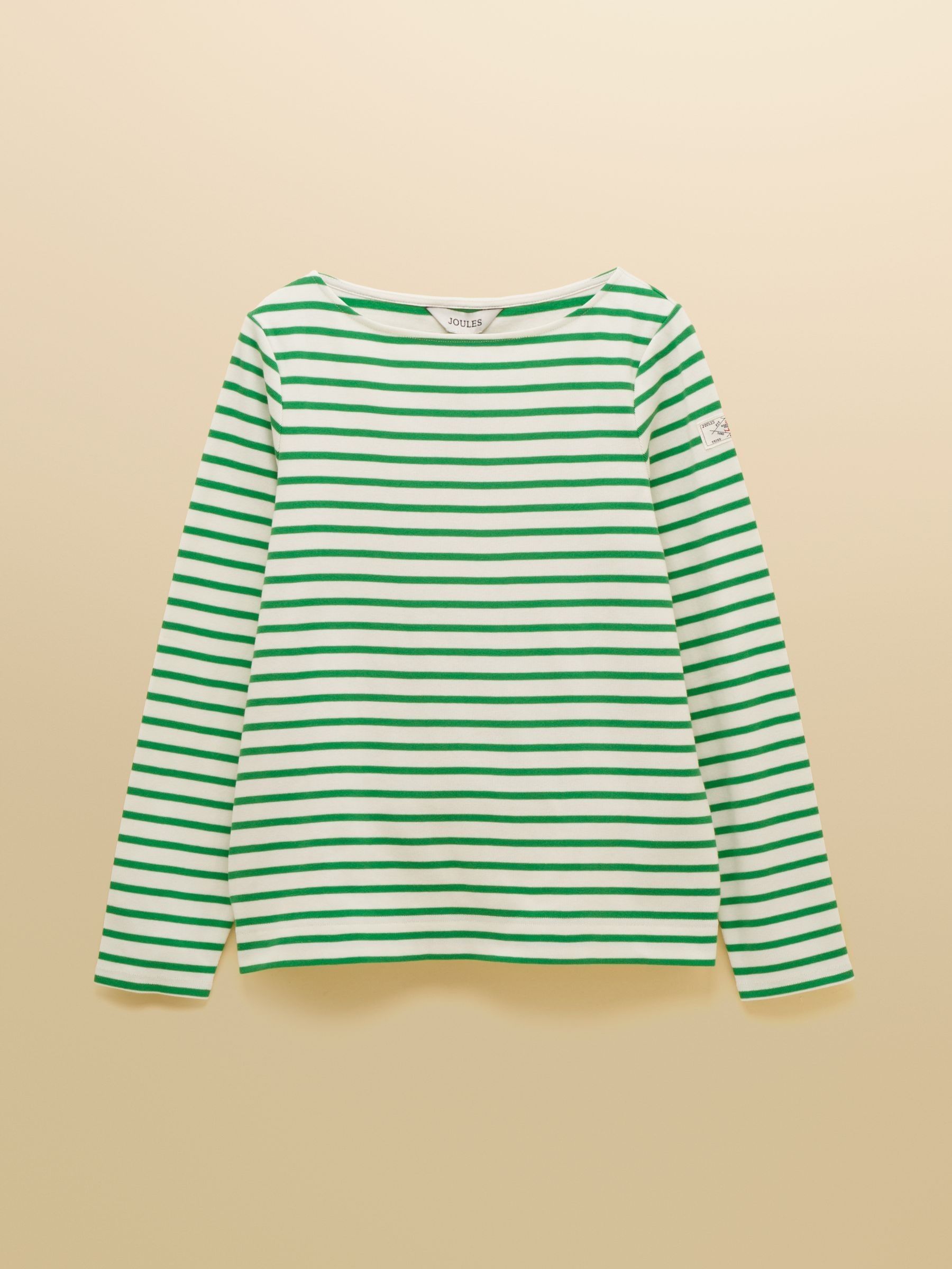Harbour Cream/Green Boat Neck 100% Cotton Long Sleeve Breton Top - Image 7 of 7