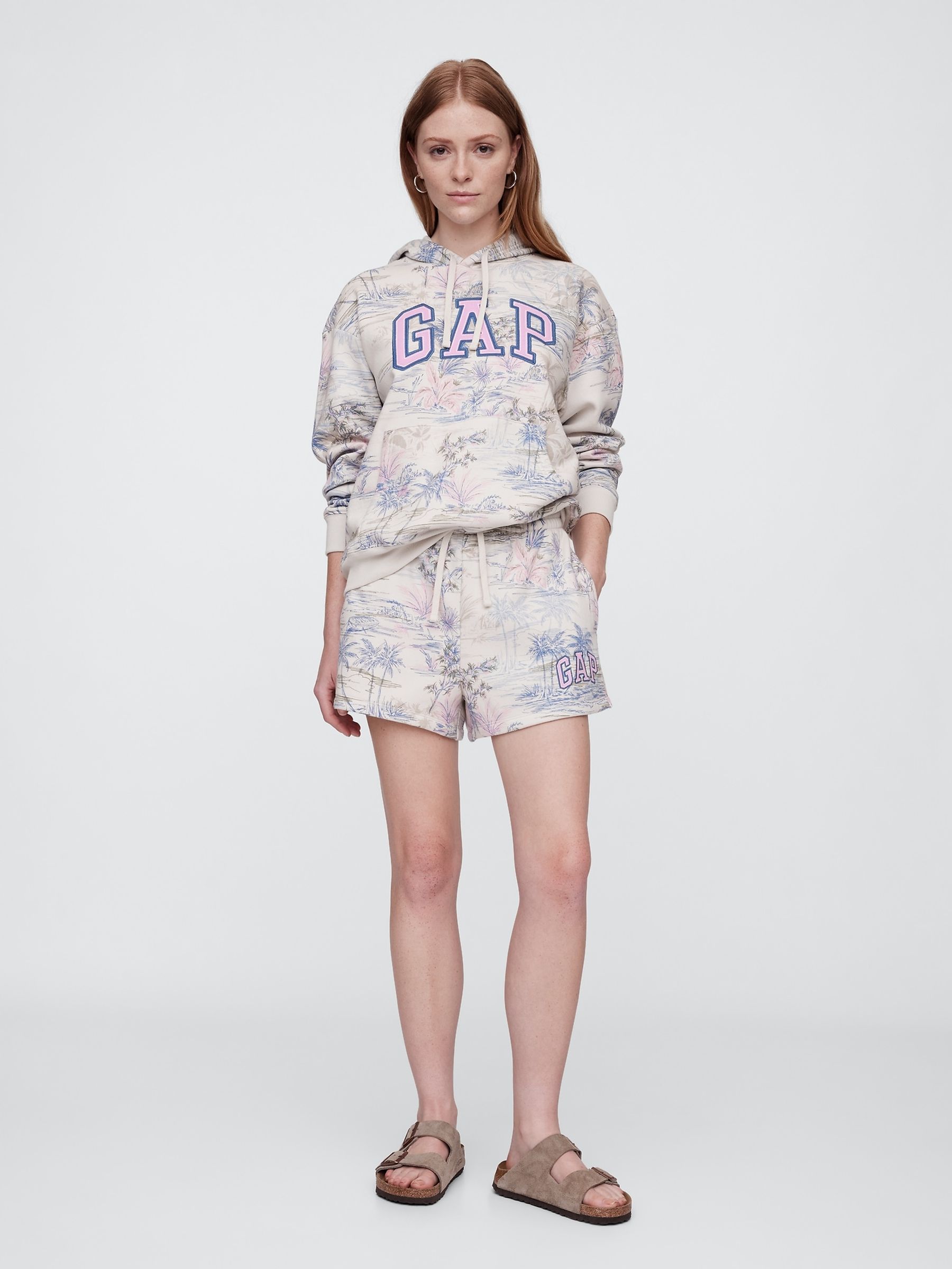 Cream Print Logo Pull On Shorts - Image 3 of 5