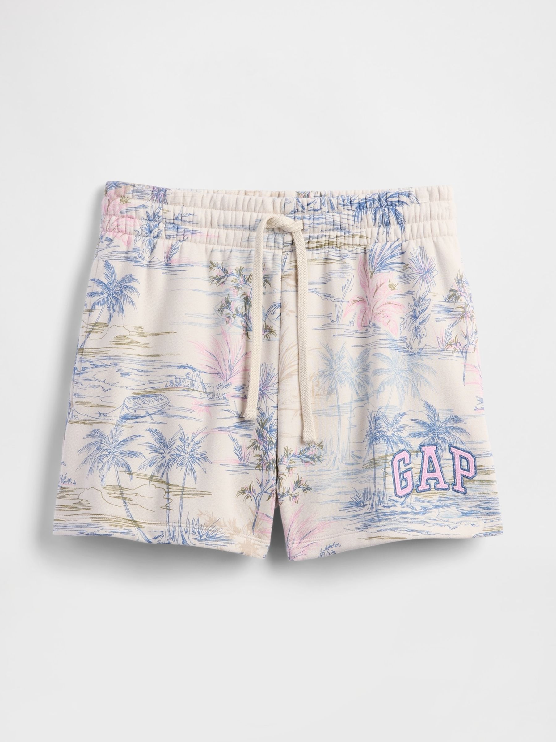 Cream Print Logo Pull On Shorts - Image 5 of 5