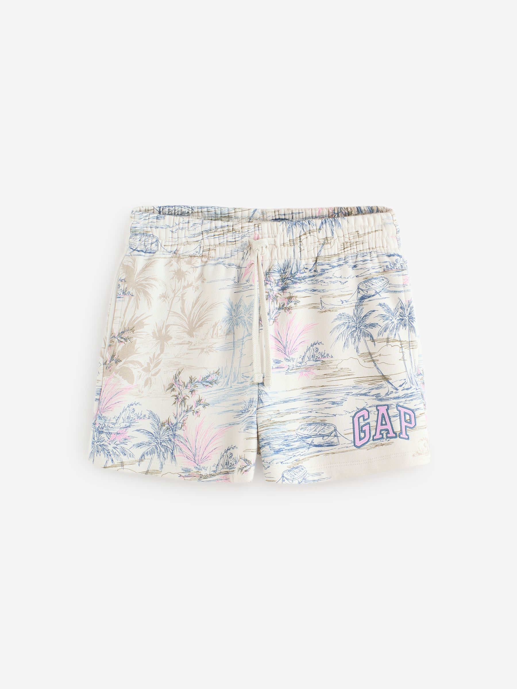 Grey Palm Print Logo Pull On Shorts - Image 6 of 10