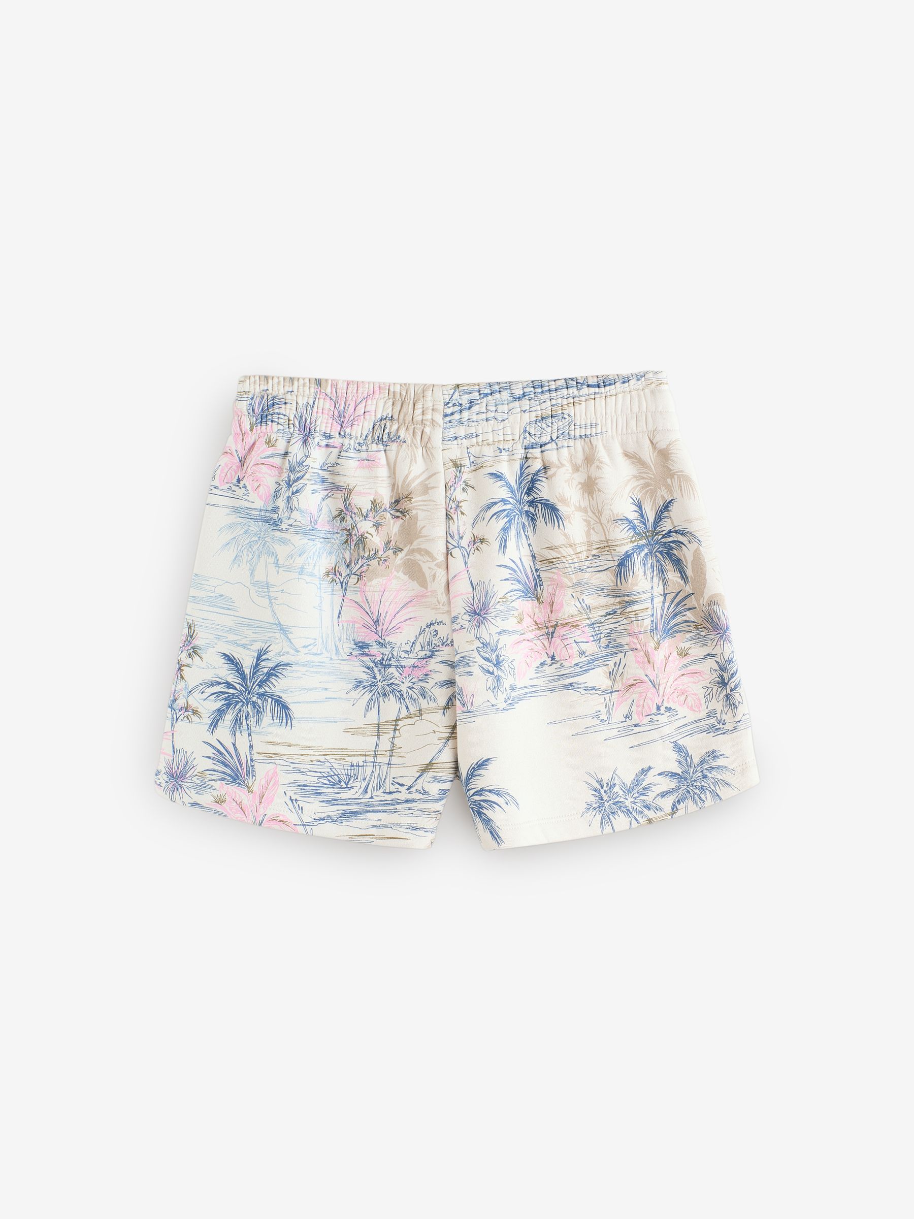 Grey Palm Print Logo Pull On Shorts - Image 7 of 10