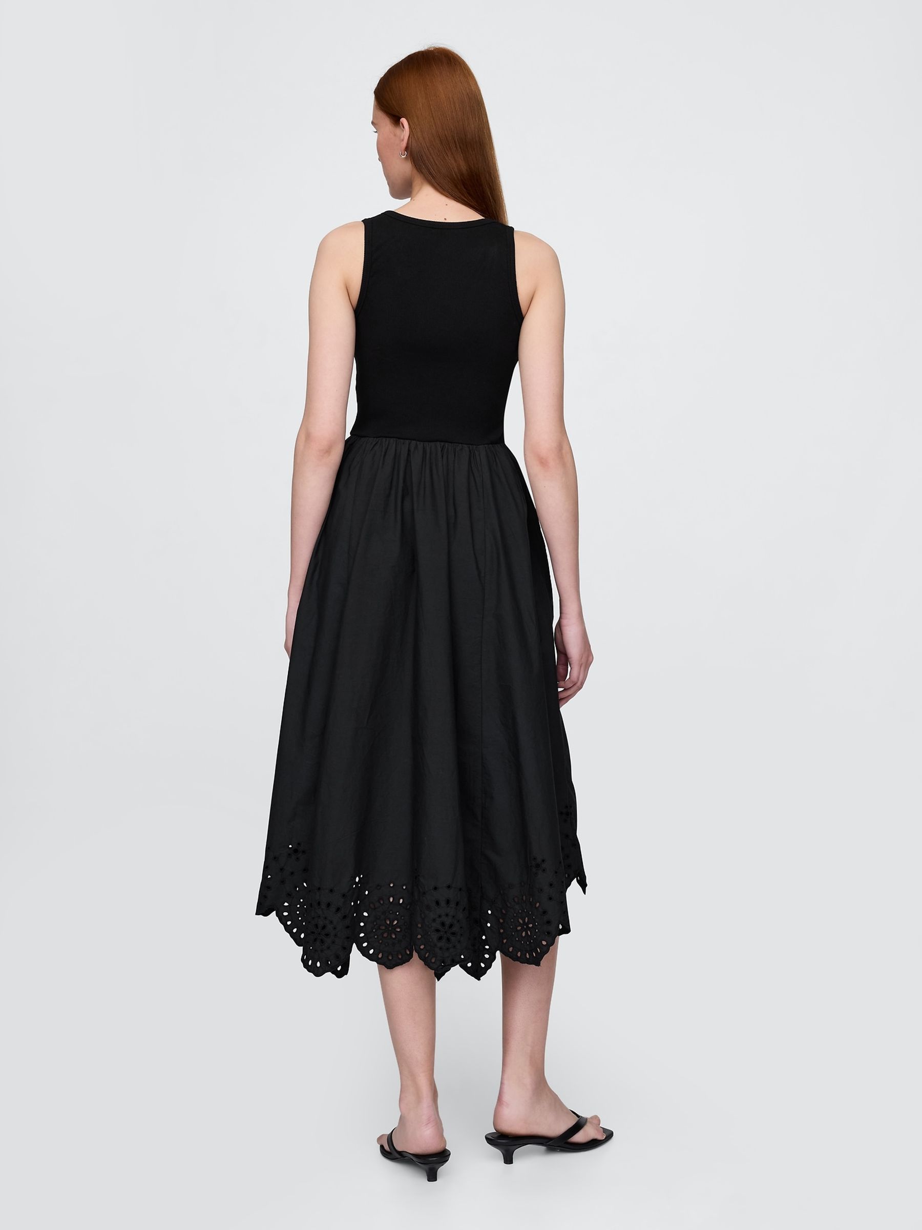 Black Mixed Handkerchief Hem Midi Dress - Image 2 of 4
