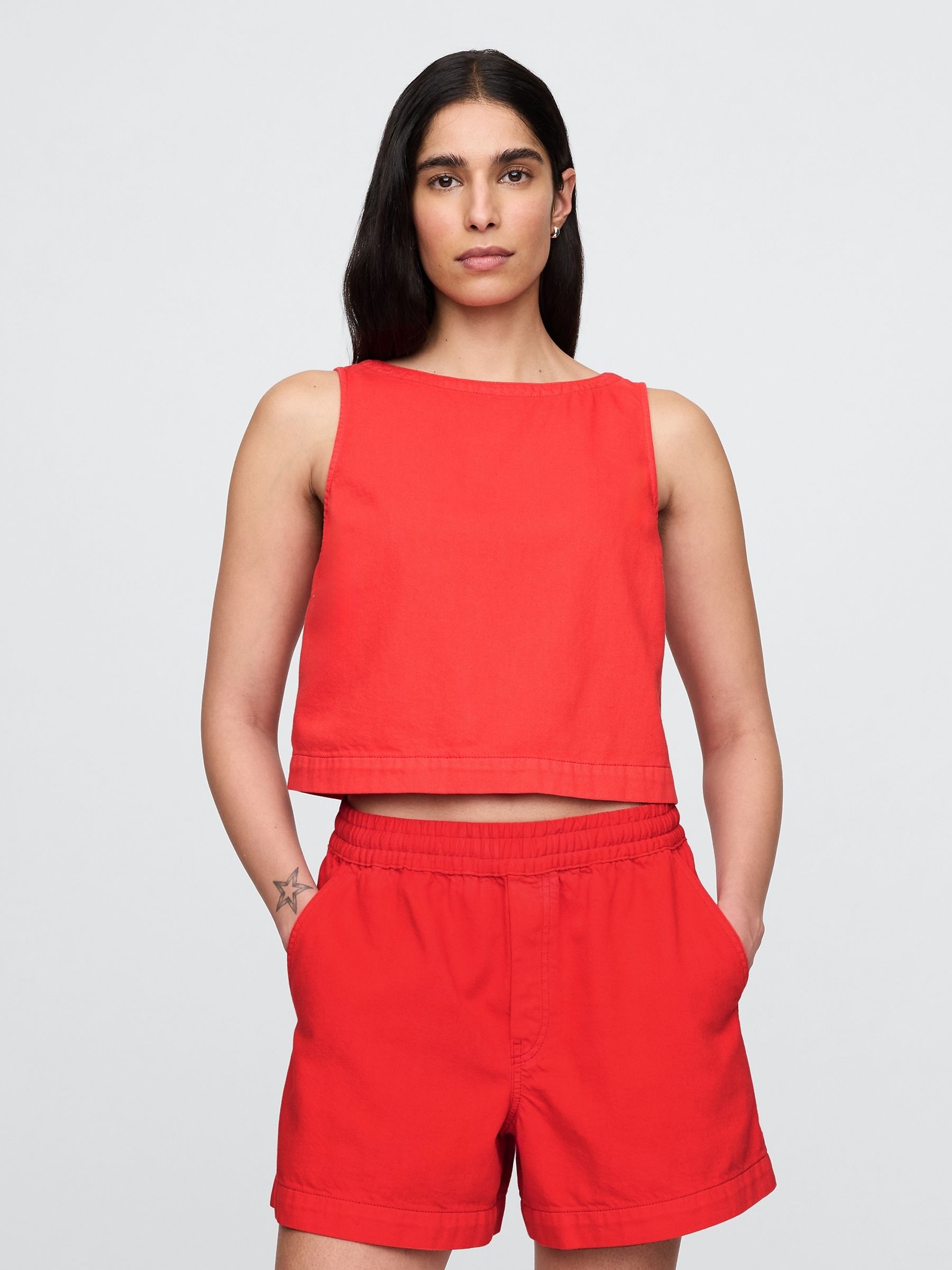 Red UltraSoft Denim Shell Vest Top - Image 1 of 4