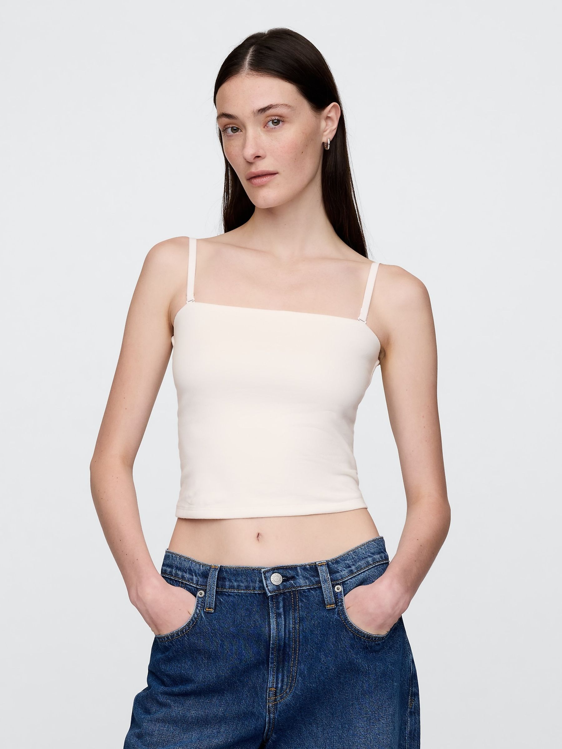 White CloseKnit Cropped Tube Top - Image 1 of 5