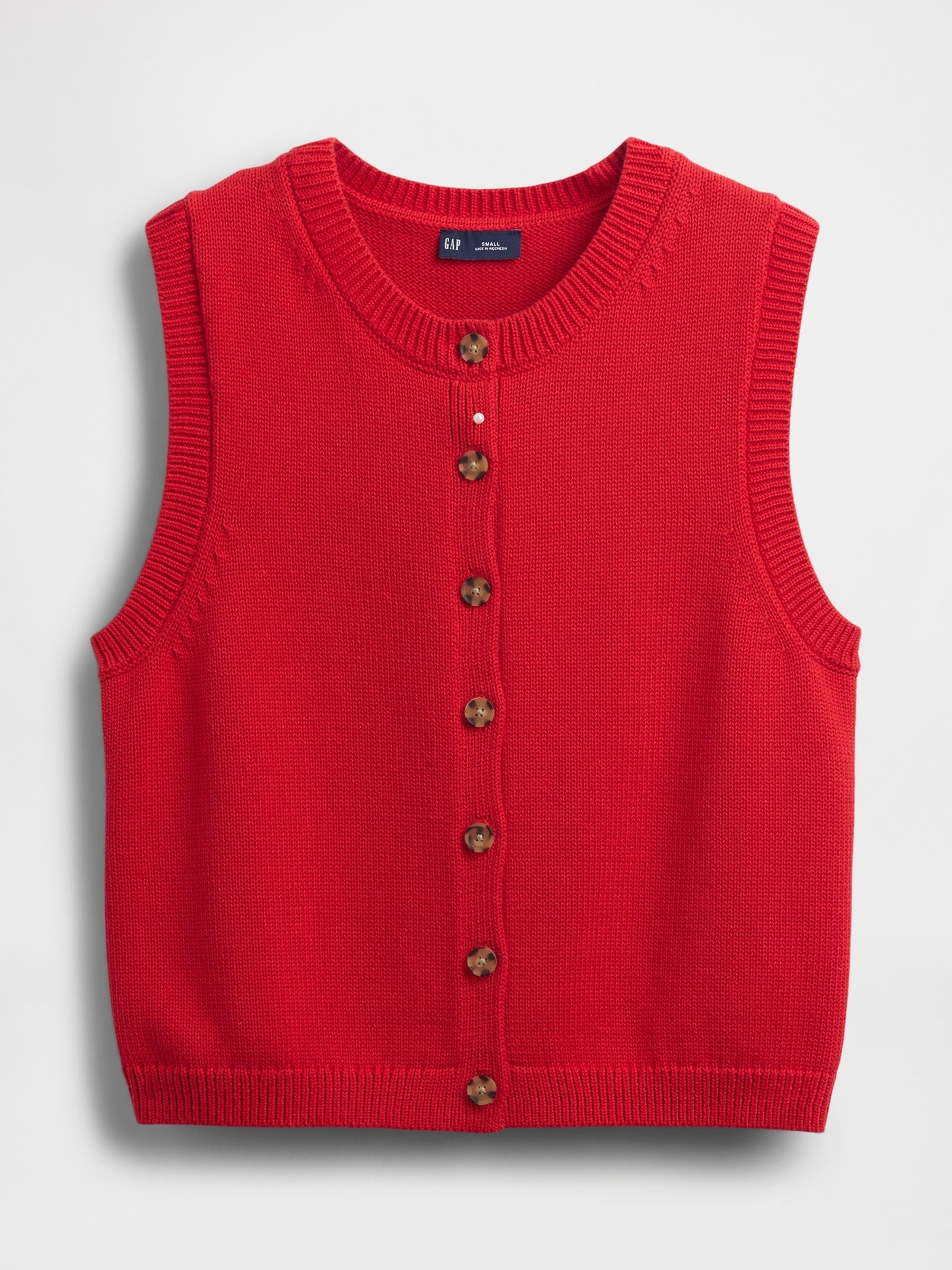 Red Cropped Cardigan Sleeveless Vest Top - Image 4 of 4