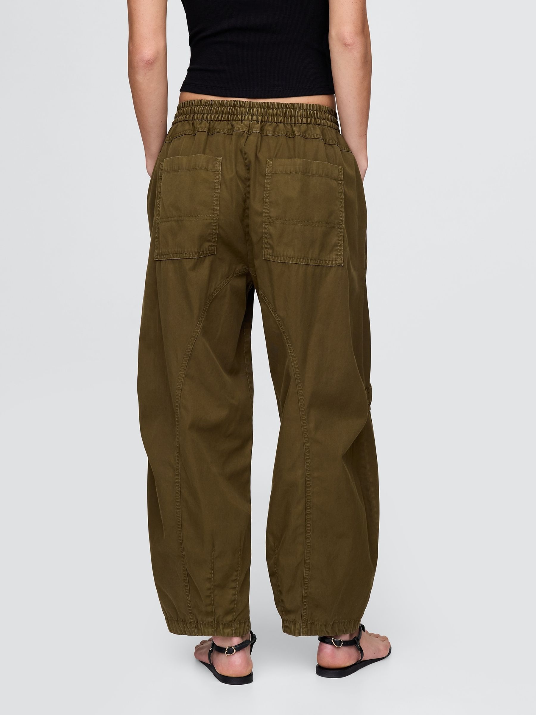 Green Mid Rise Twill Barrel Trousers - Image 2 of 5