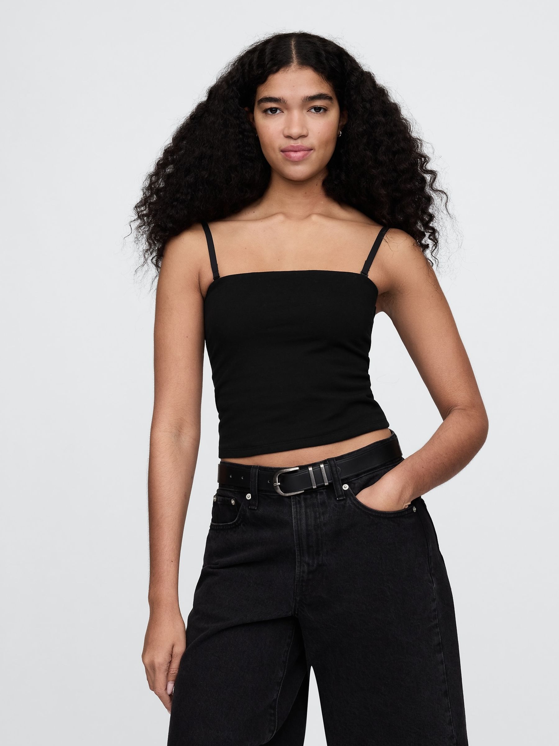 Black CloseKnit Cropped Tube Top with Removable Straps | Gap