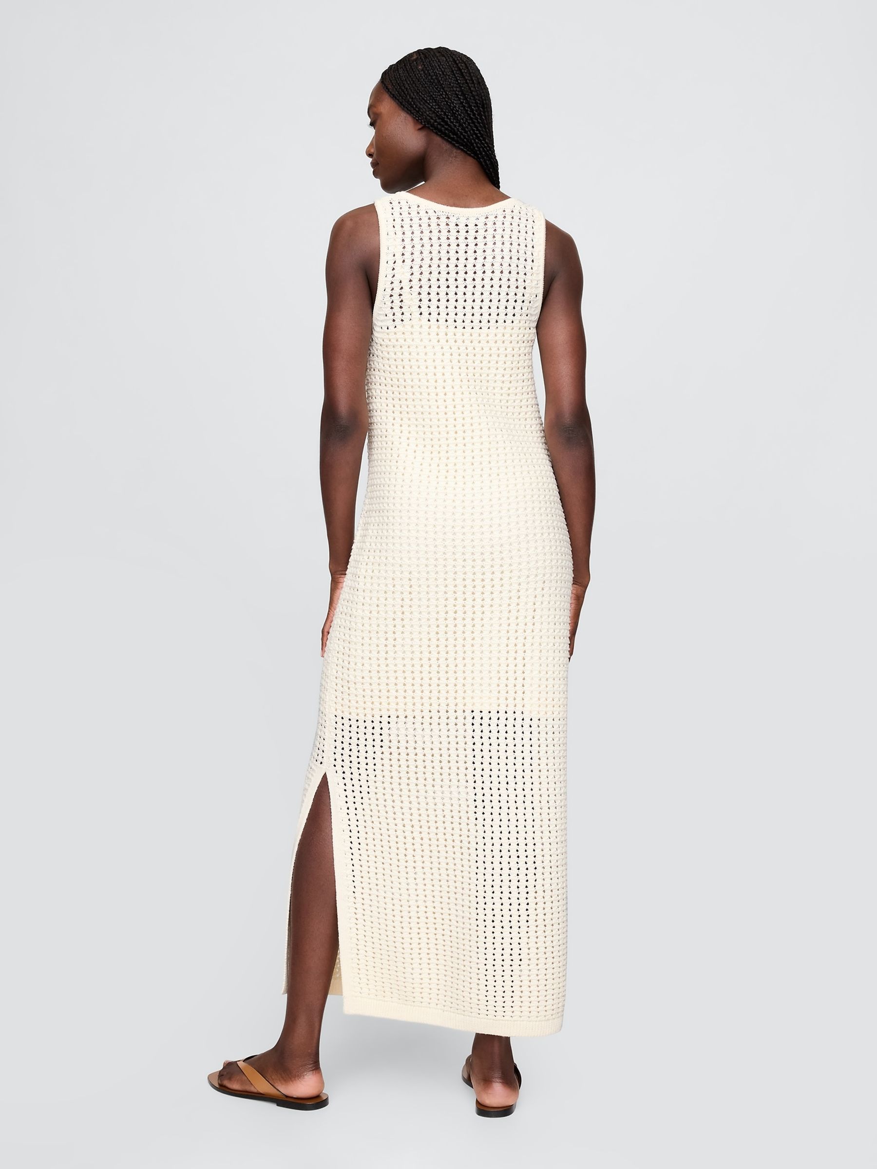 White Crochet Maxi Dress - Image 2 of 5