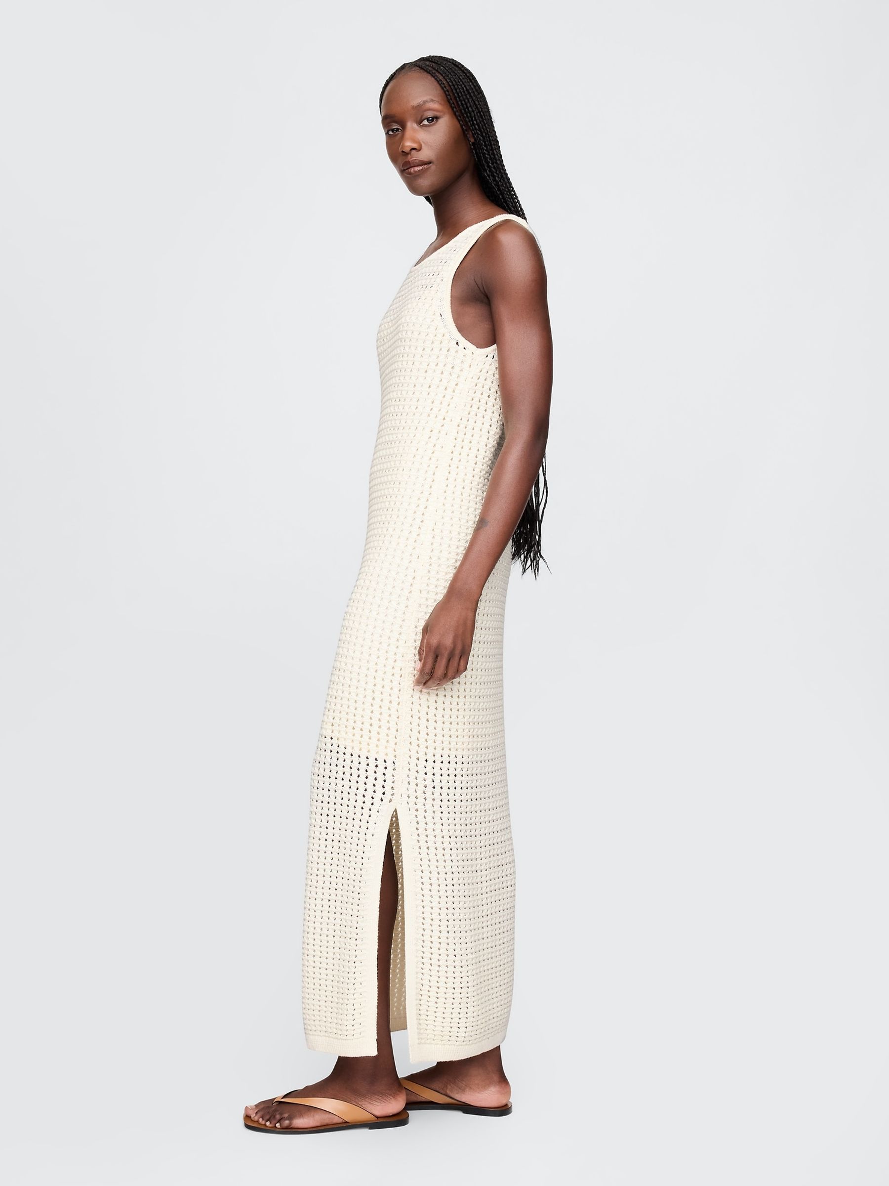 White Crochet Maxi Dress - Image 3 of 5
