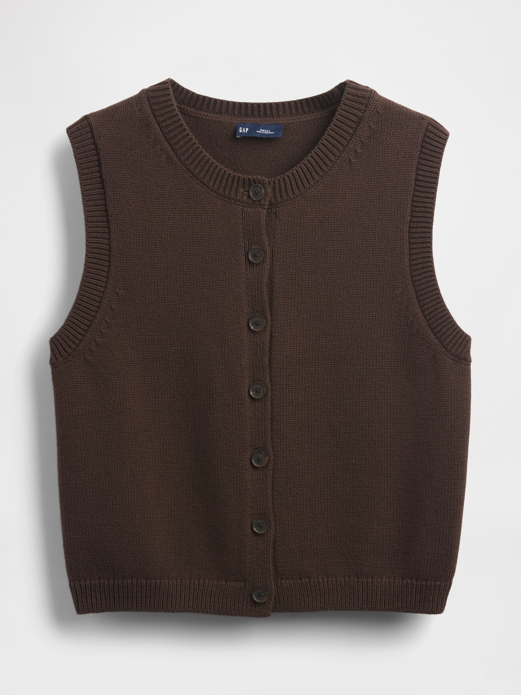 Brown Cropped Cardigan Sleeveless Vest Top - Image 4 of 4