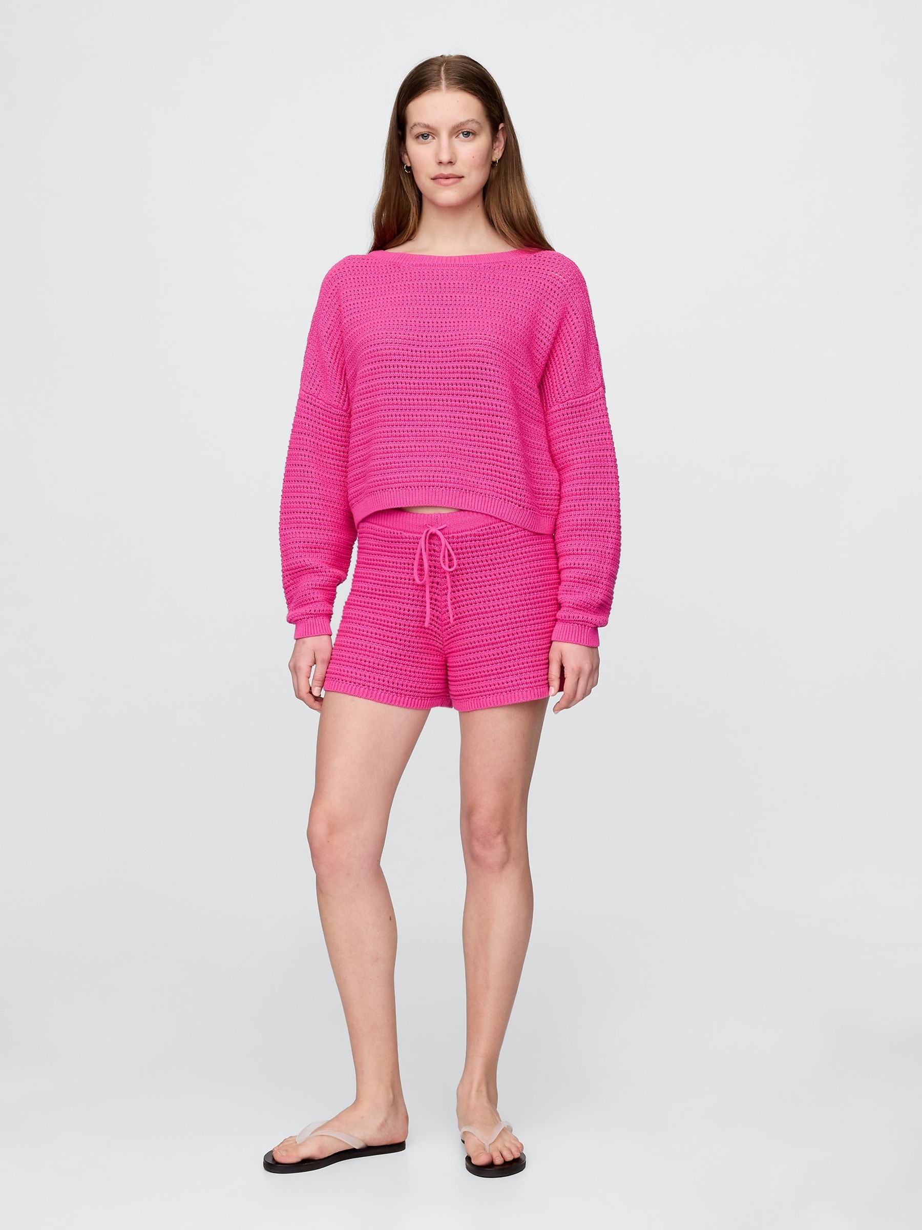 Pink Crochet Easy Shorts - Image 4 of 5