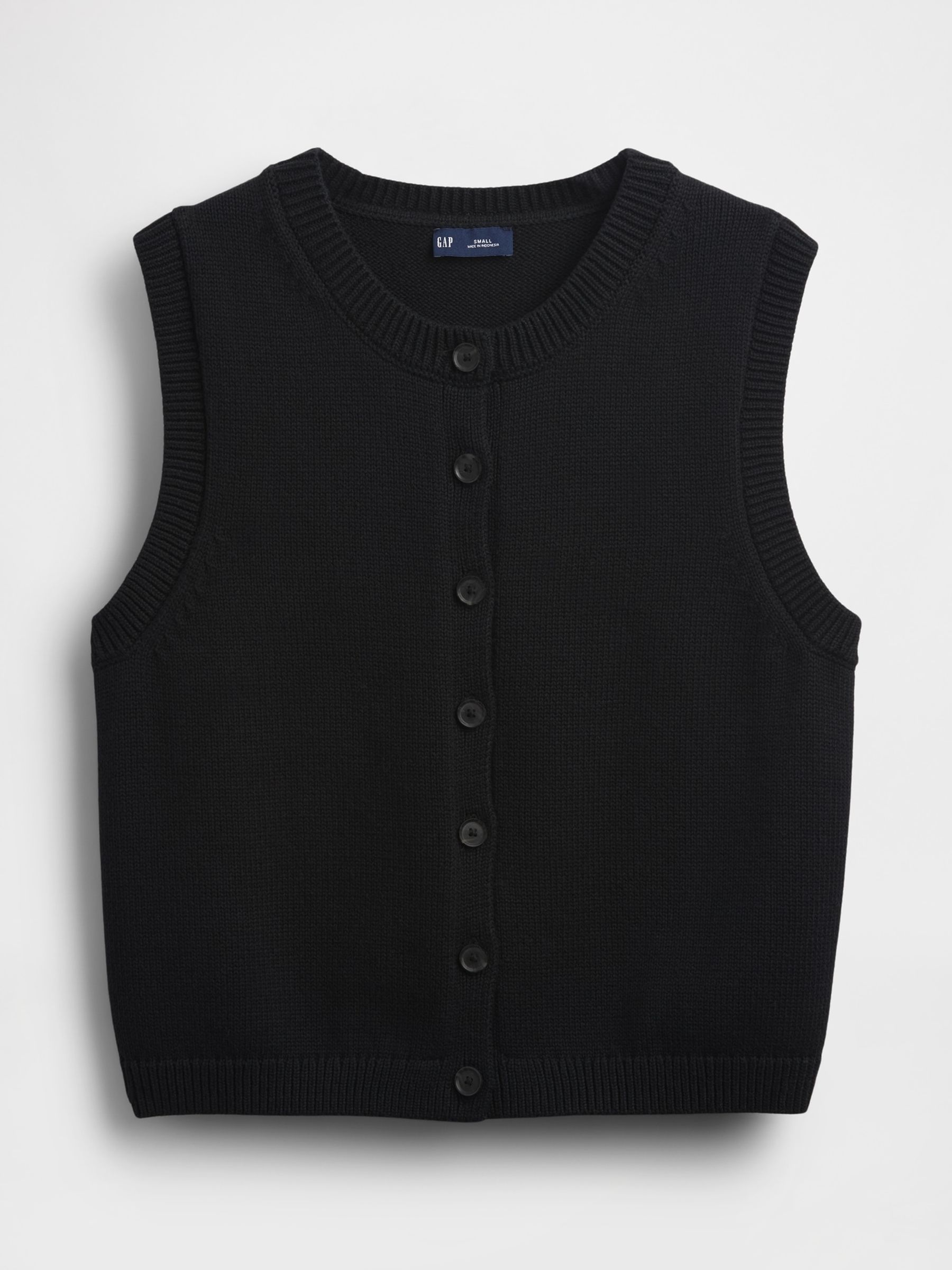 Black Cropped Cardigan Sleeveless Vest Top - Image 4 of 4