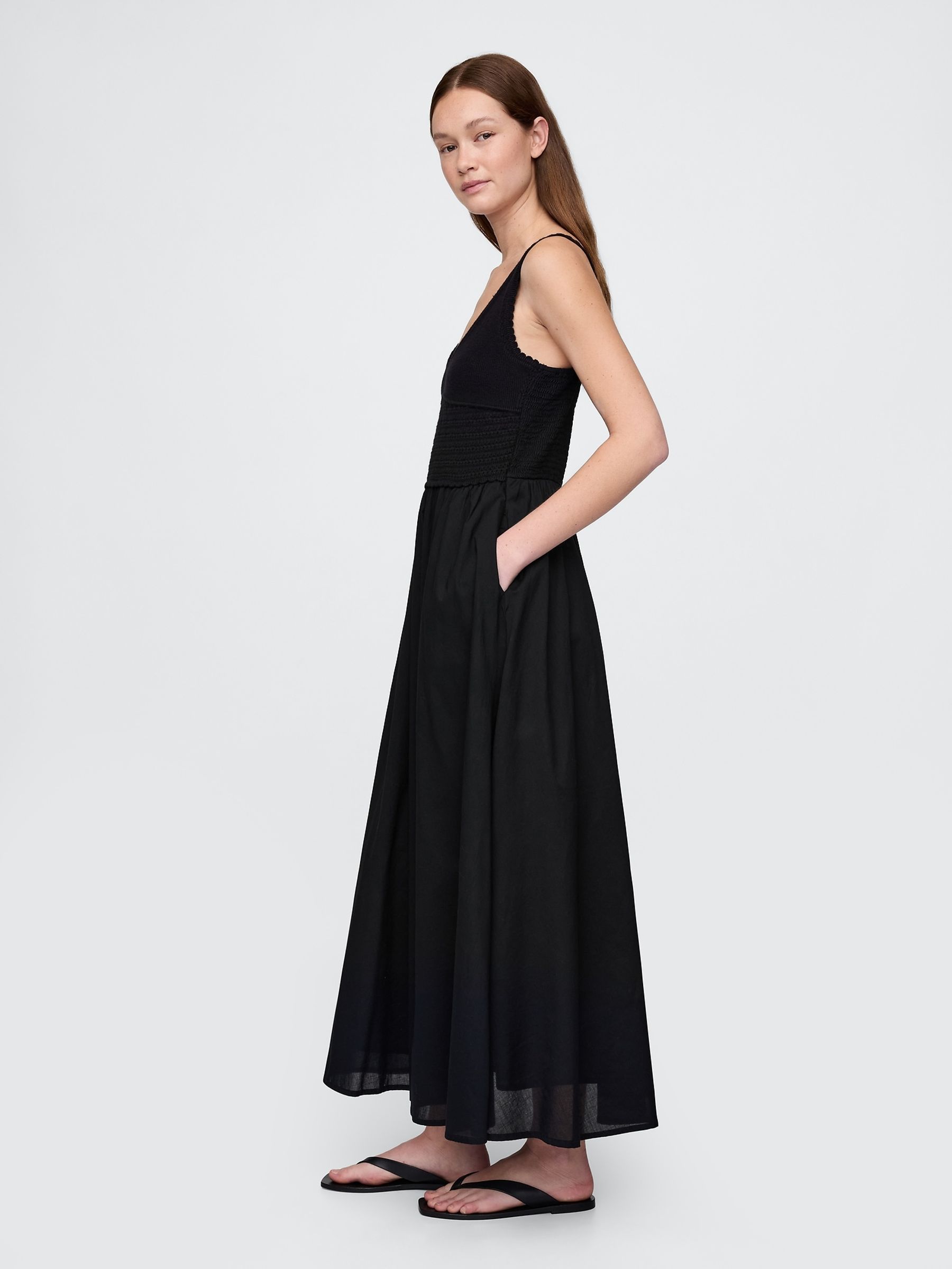 Black Crochet Mixed Media Maxi Dress - Image 3 of 4
