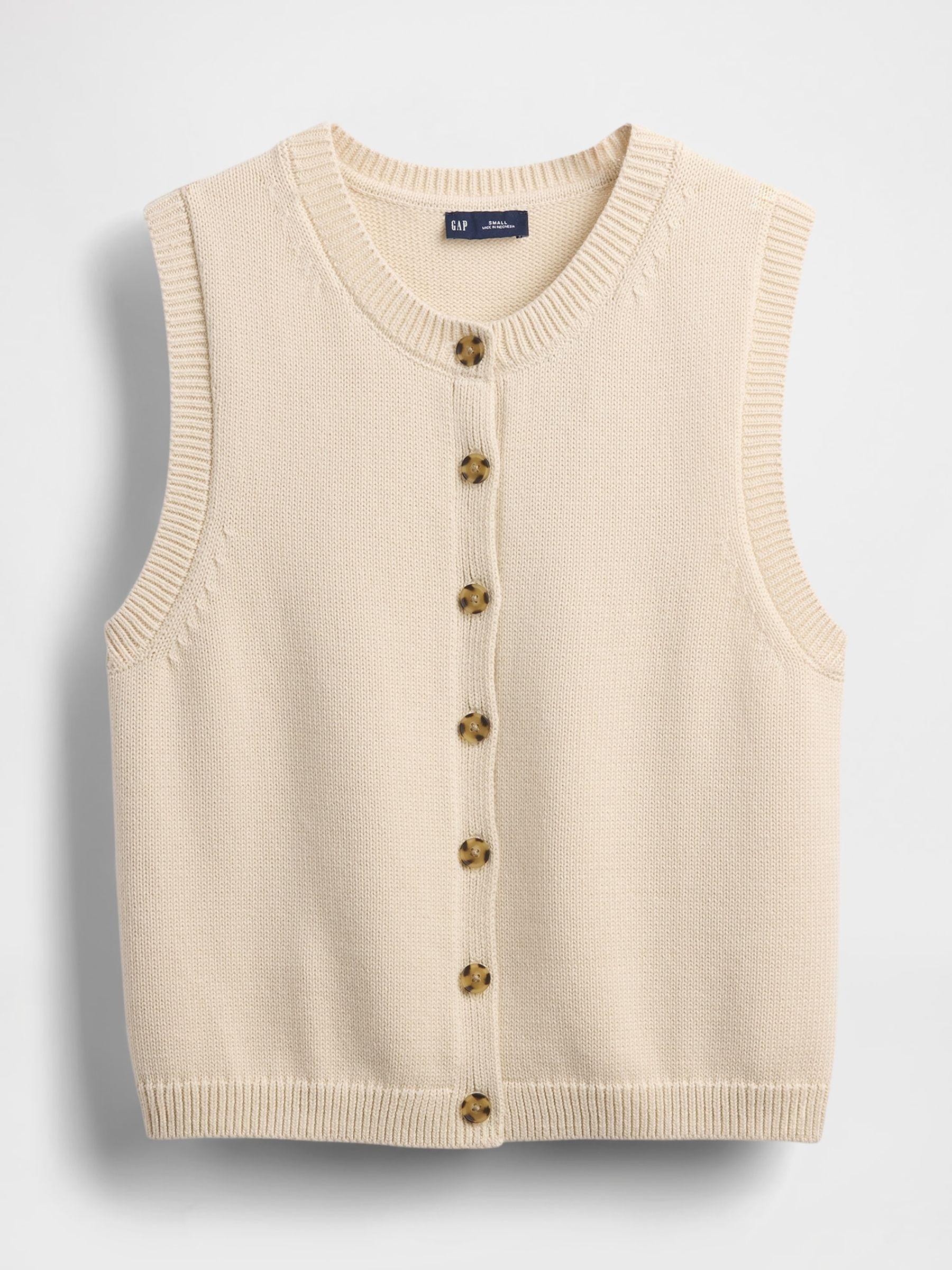 Beige Cropped Cardigan Sleeveless Vest Top - Image 4 of 4