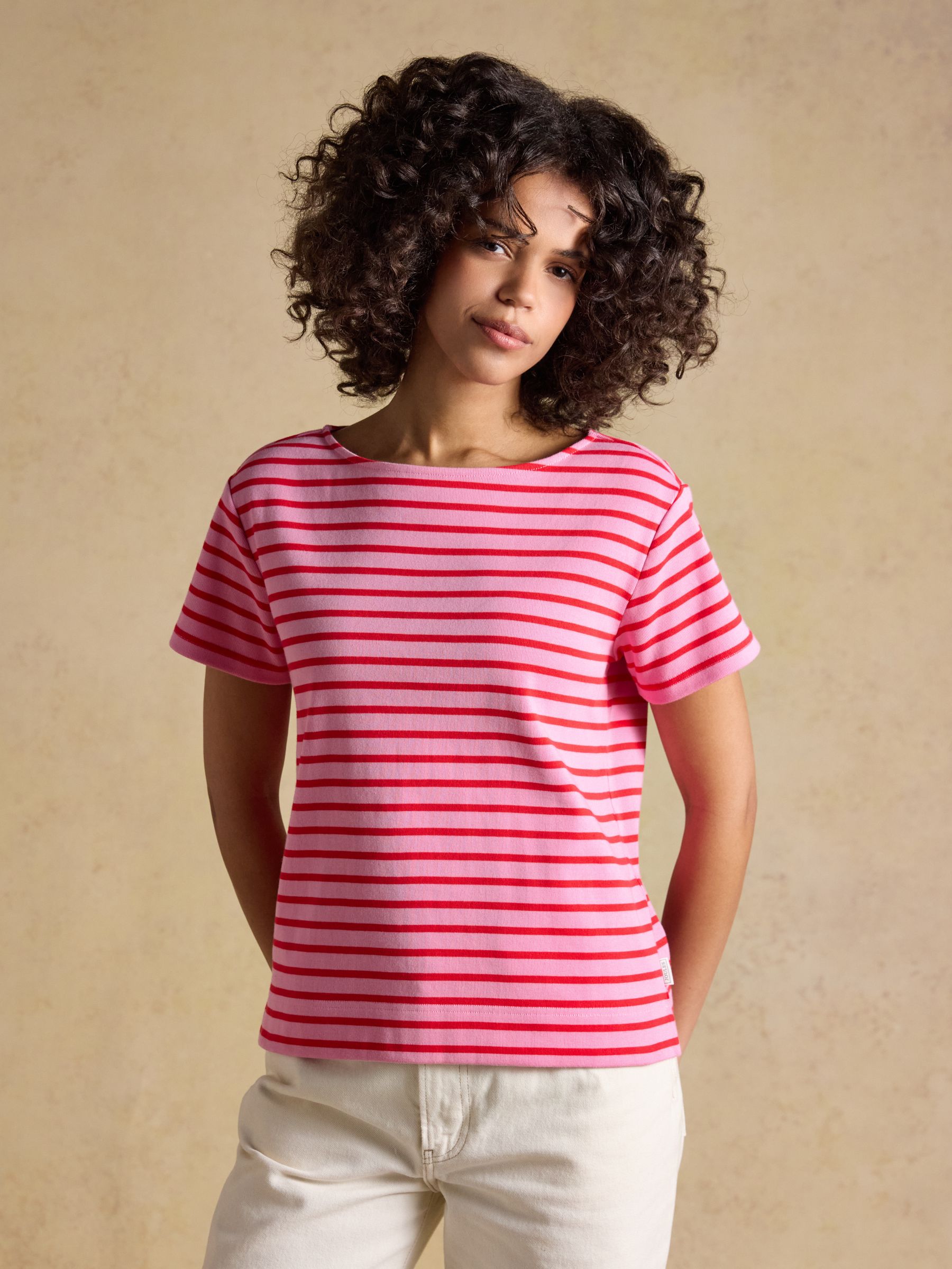 Harbour Pink Red Short Sleeve Boat Neck Breton Top - Image 1 of 6