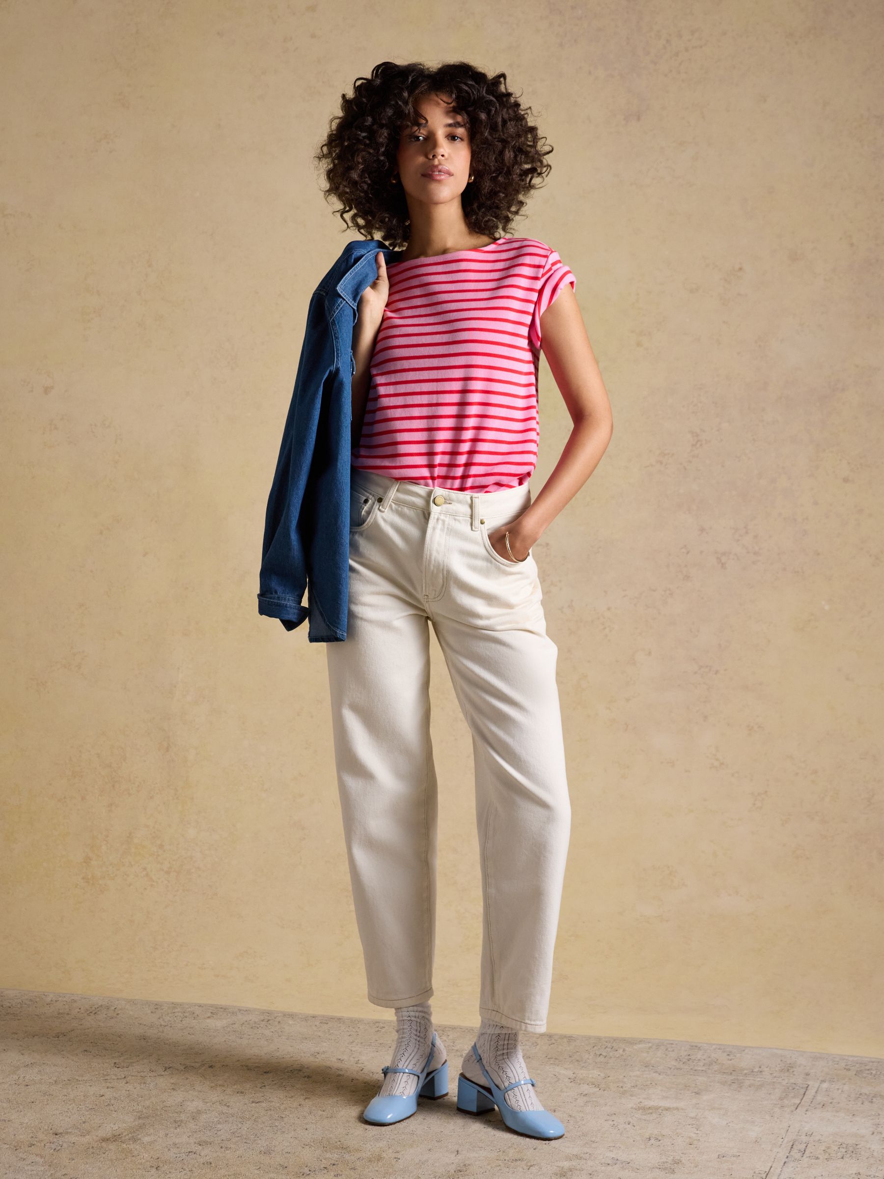 Harbour Pink Red Short Sleeve Boat Neck Breton Top - Image 3 of 6