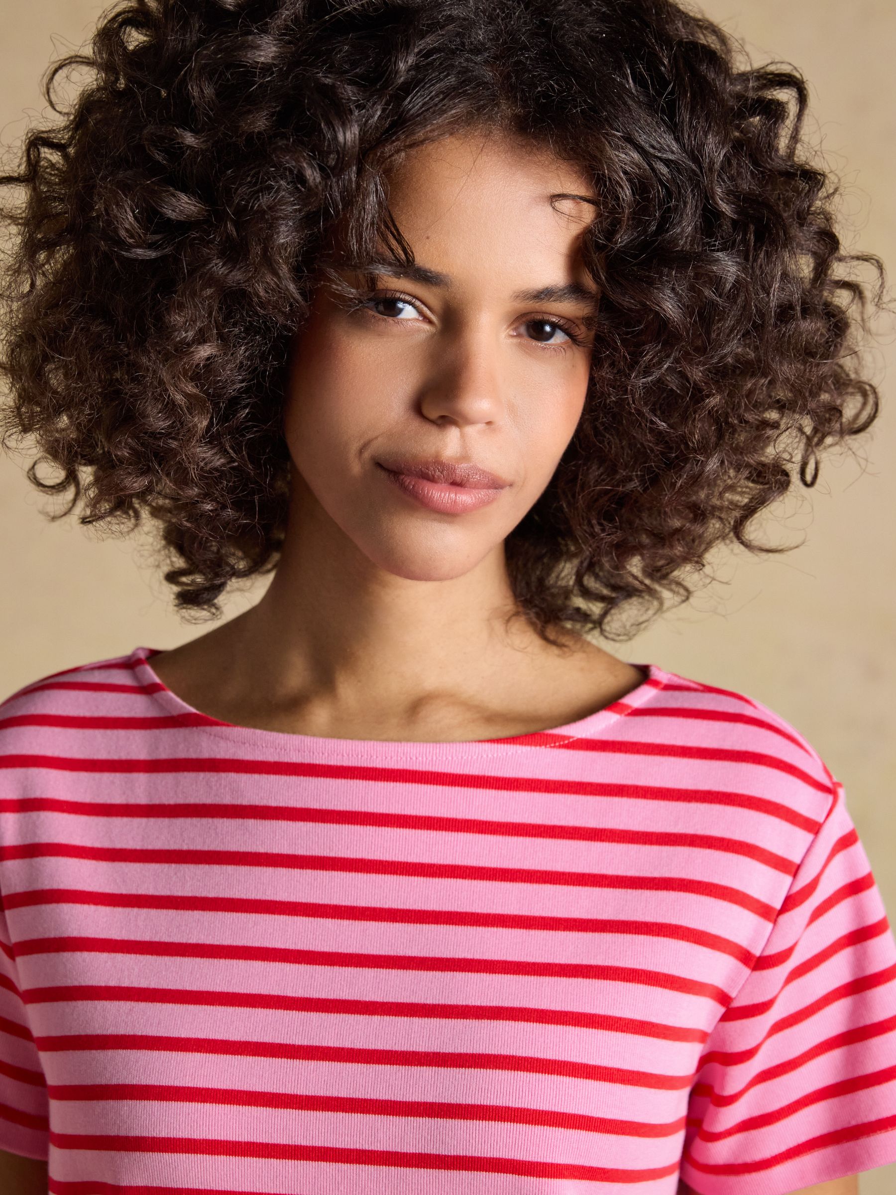 Harbour Pink Red Short Sleeve Boat Neck Breton Top - Image 5 of 6