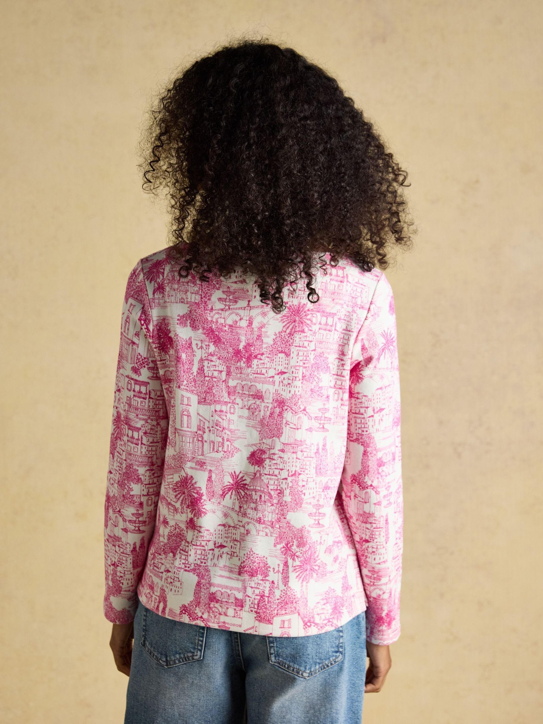 Harbour Pink City Toile Boat Neck 100% Cotton Printed Top - Image 2 of 7