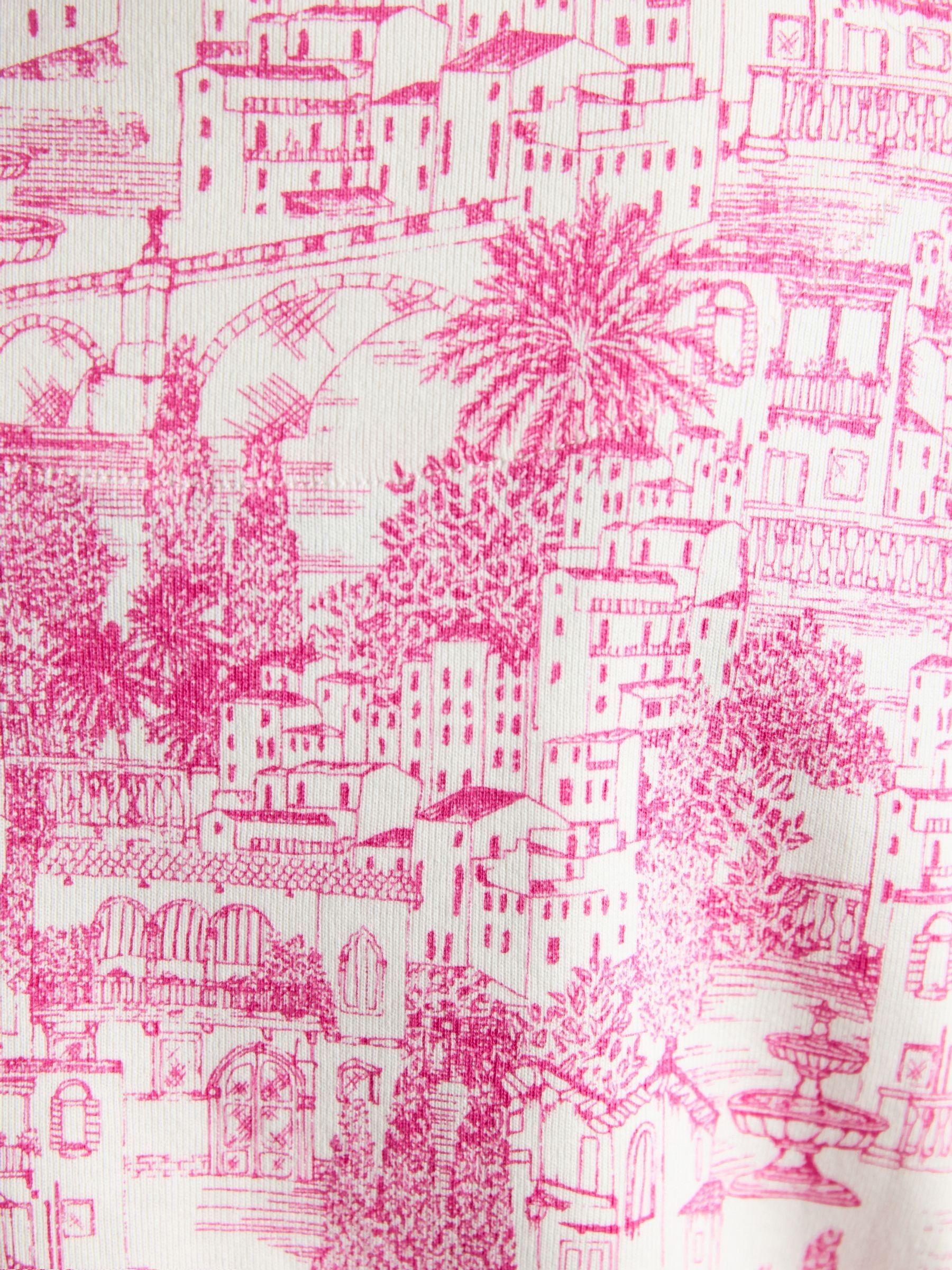 Harbour Pink City Toile Boat Neck 100% Cotton Printed Top - Image 6 of 7