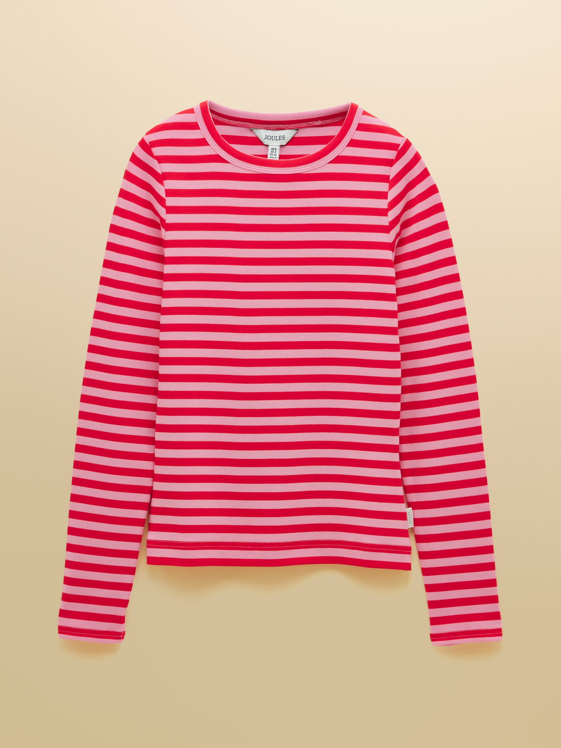 Sophie Red & Pink Striped Long Sleeve Fitted Top - Image 8 of 8