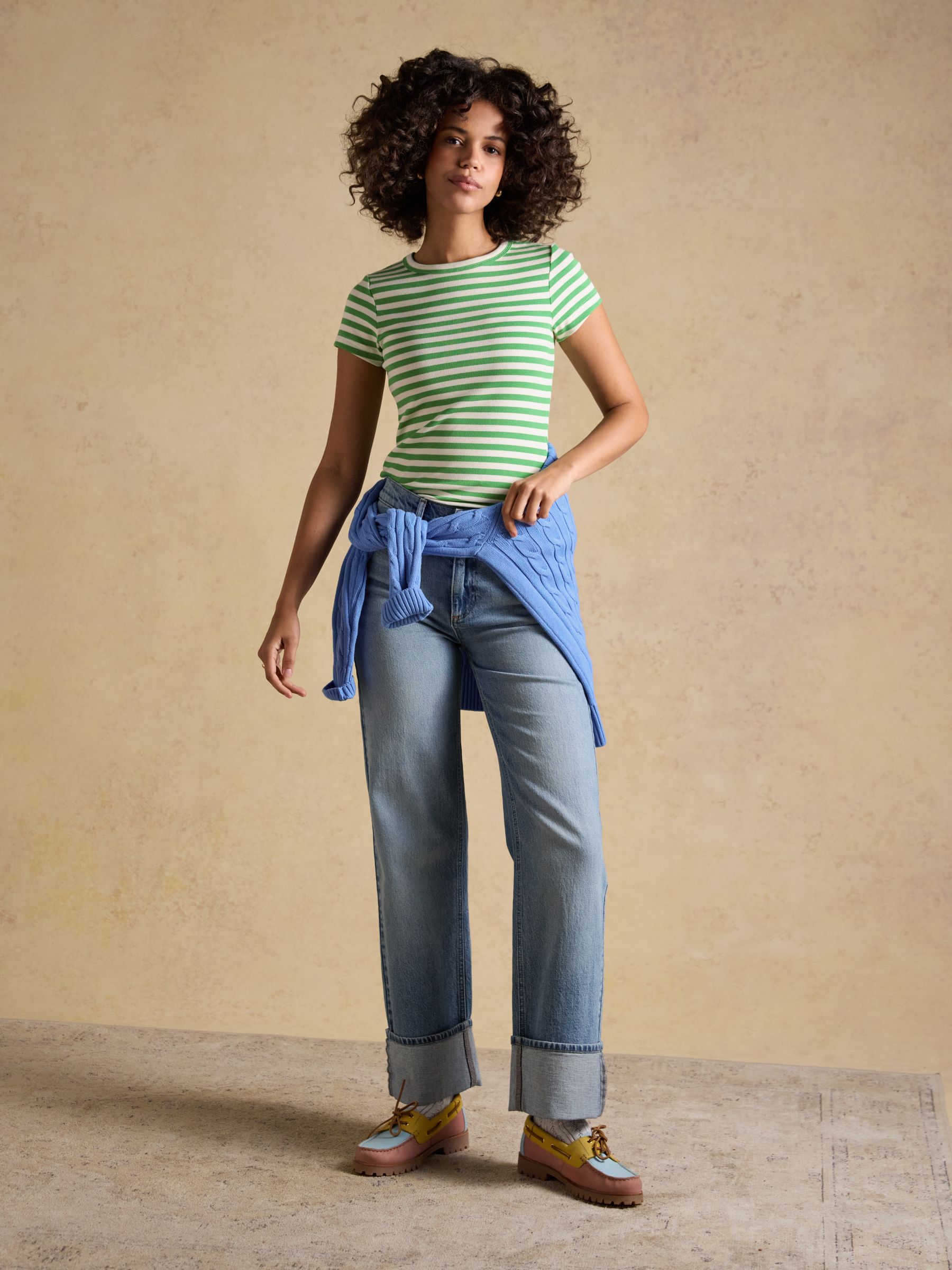 Sophie Green Striped Short Sleeve Ribbed Fitted T-Shirt - Image 5 of 9