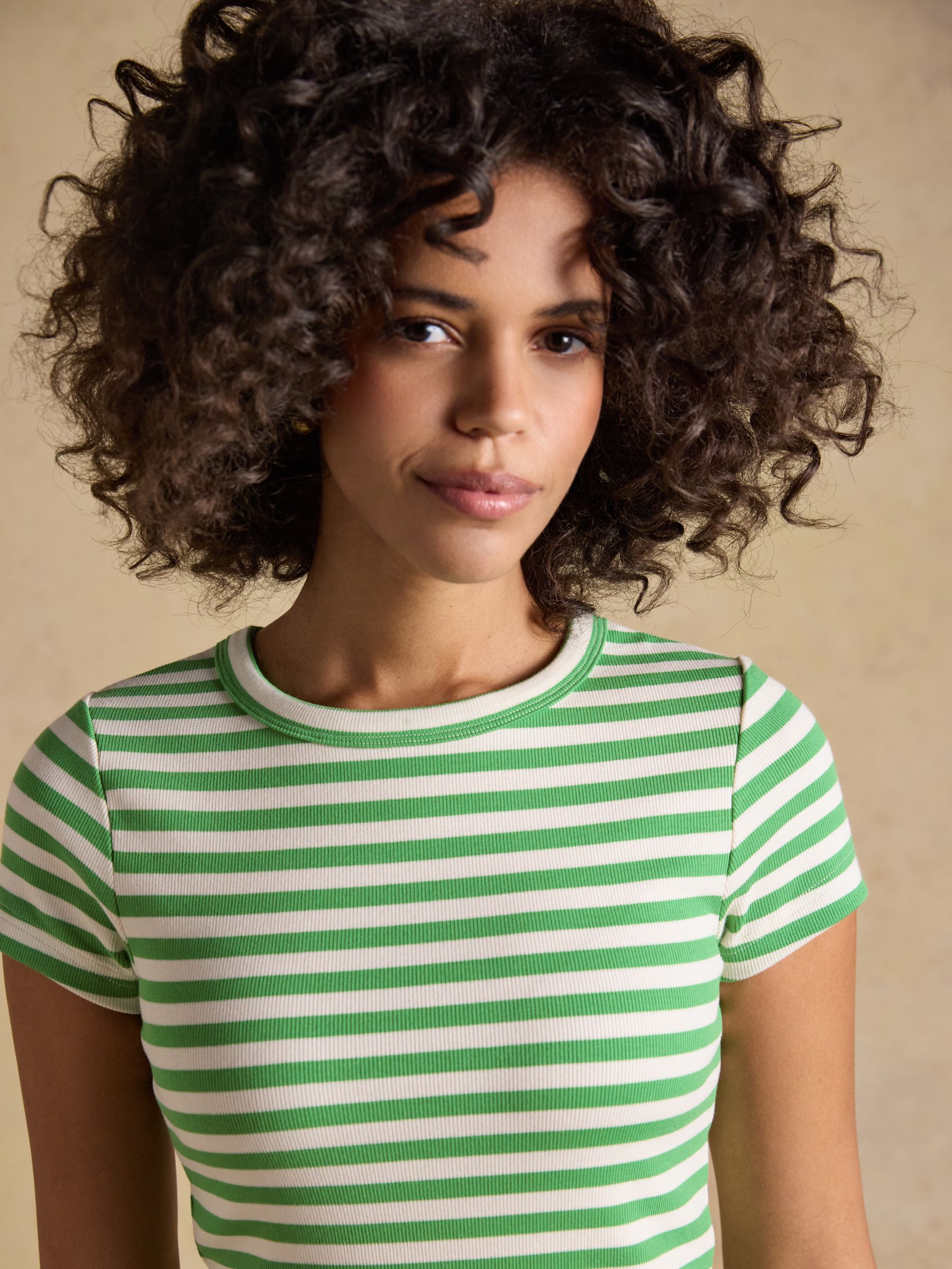 Sophie Green Striped Short Sleeve Ribbed Fitted T-Shirt - Image 6 of 9