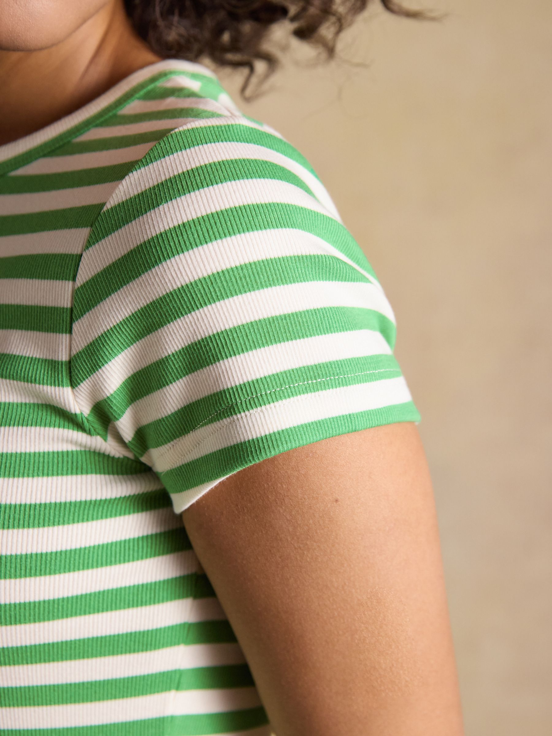 Sophie Green Striped Short Sleeve Ribbed Fitted T-Shirt - Image 7 of 9