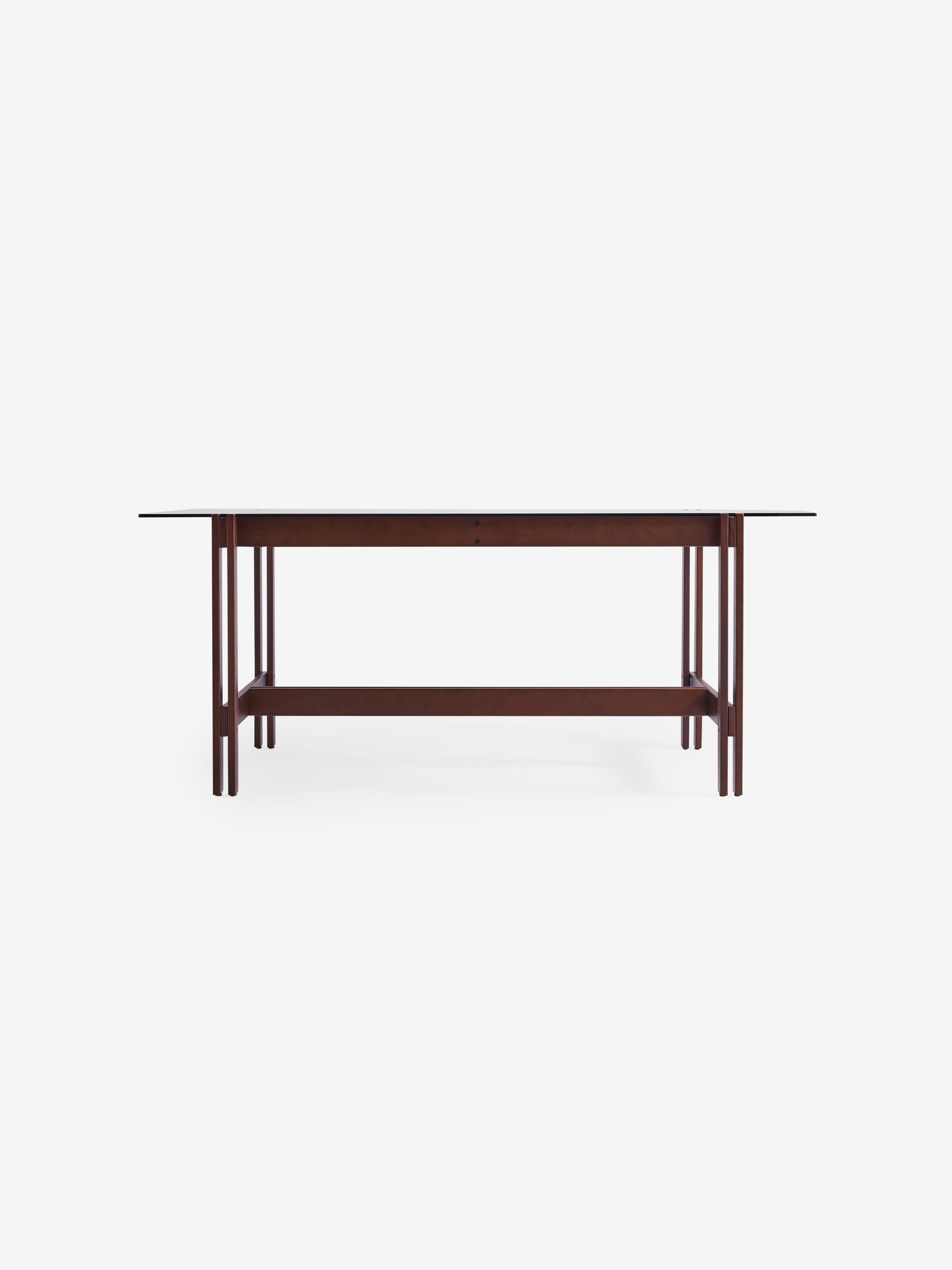 Ellery Glass Fixed 6 Seater Dining Table in Dark Stained Oak - Image 1 of 2